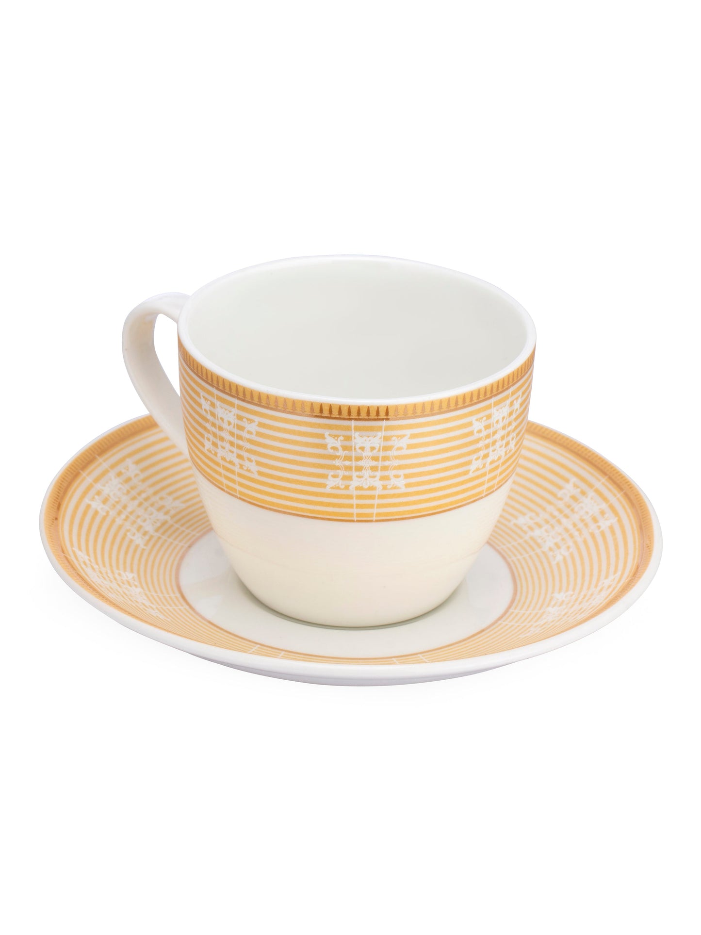 Cream Super Cup & Saucer, 210ml, Set of 12 (6 Cups + 6 Saucers) (S304)