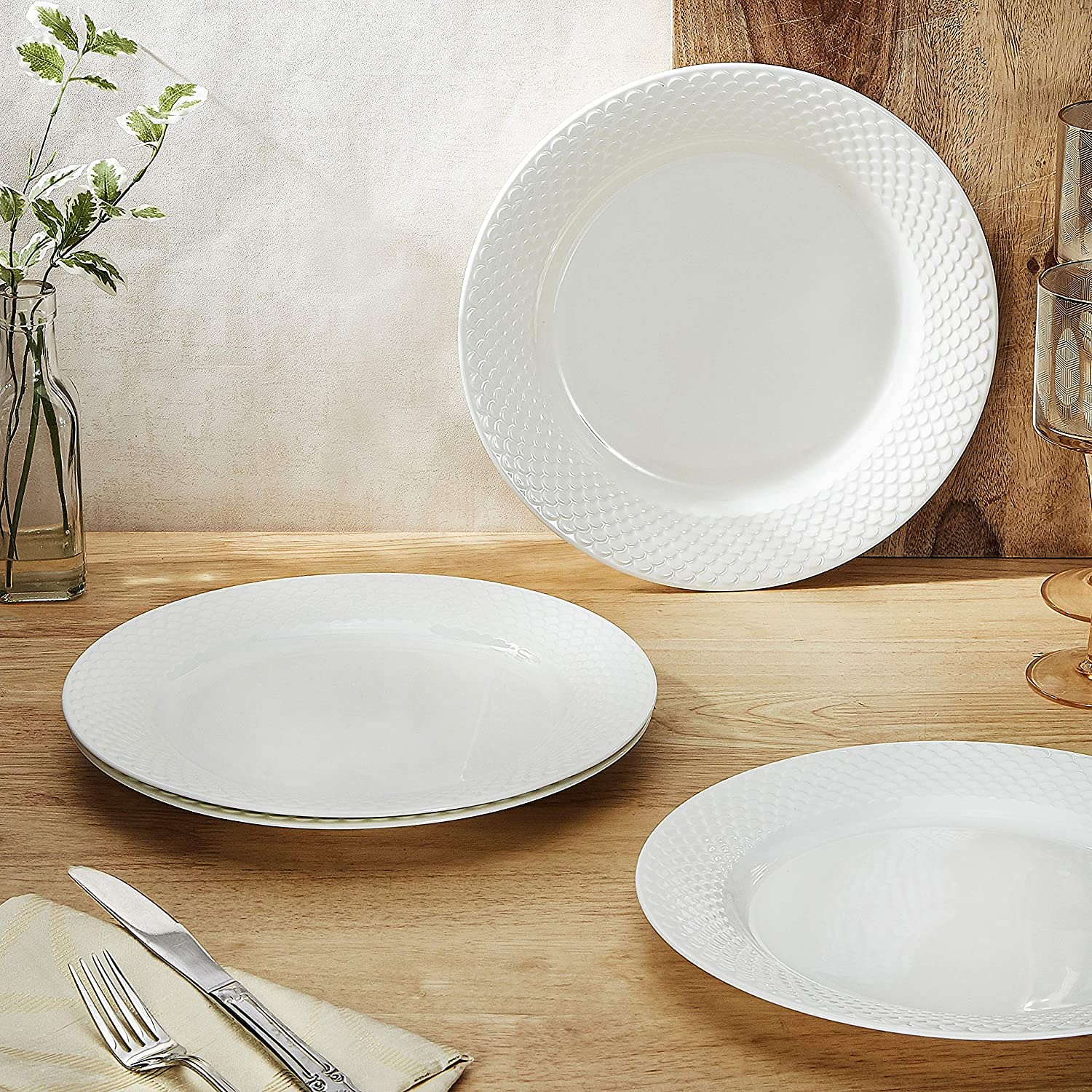 Clay Craft Basic Quarter Plate Ripple 7" 4 Piece Plain White