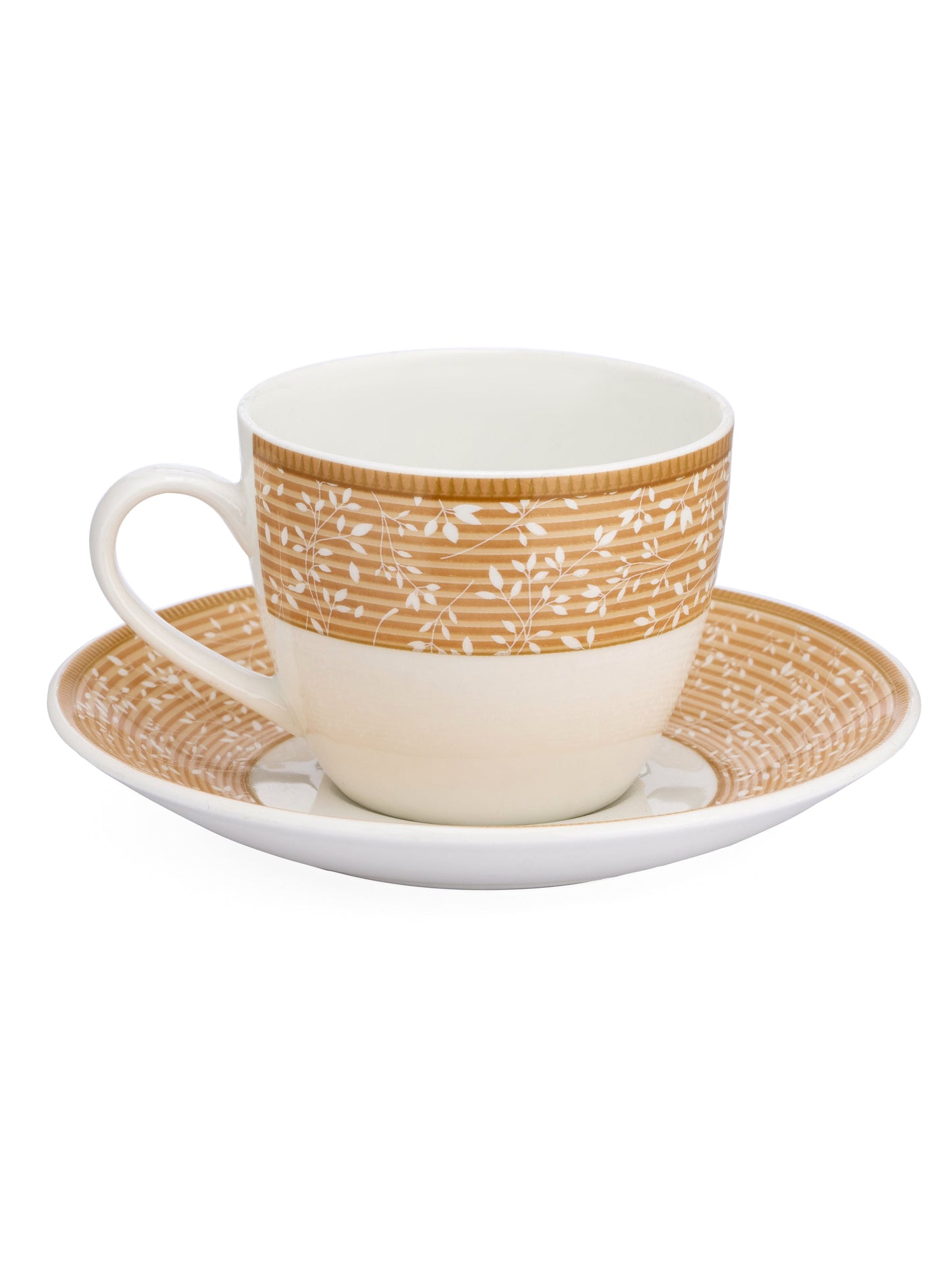 Cream Super Cup & Saucer, 210ml, Set of 12 (6 Cups + 6 Saucers) (S305)