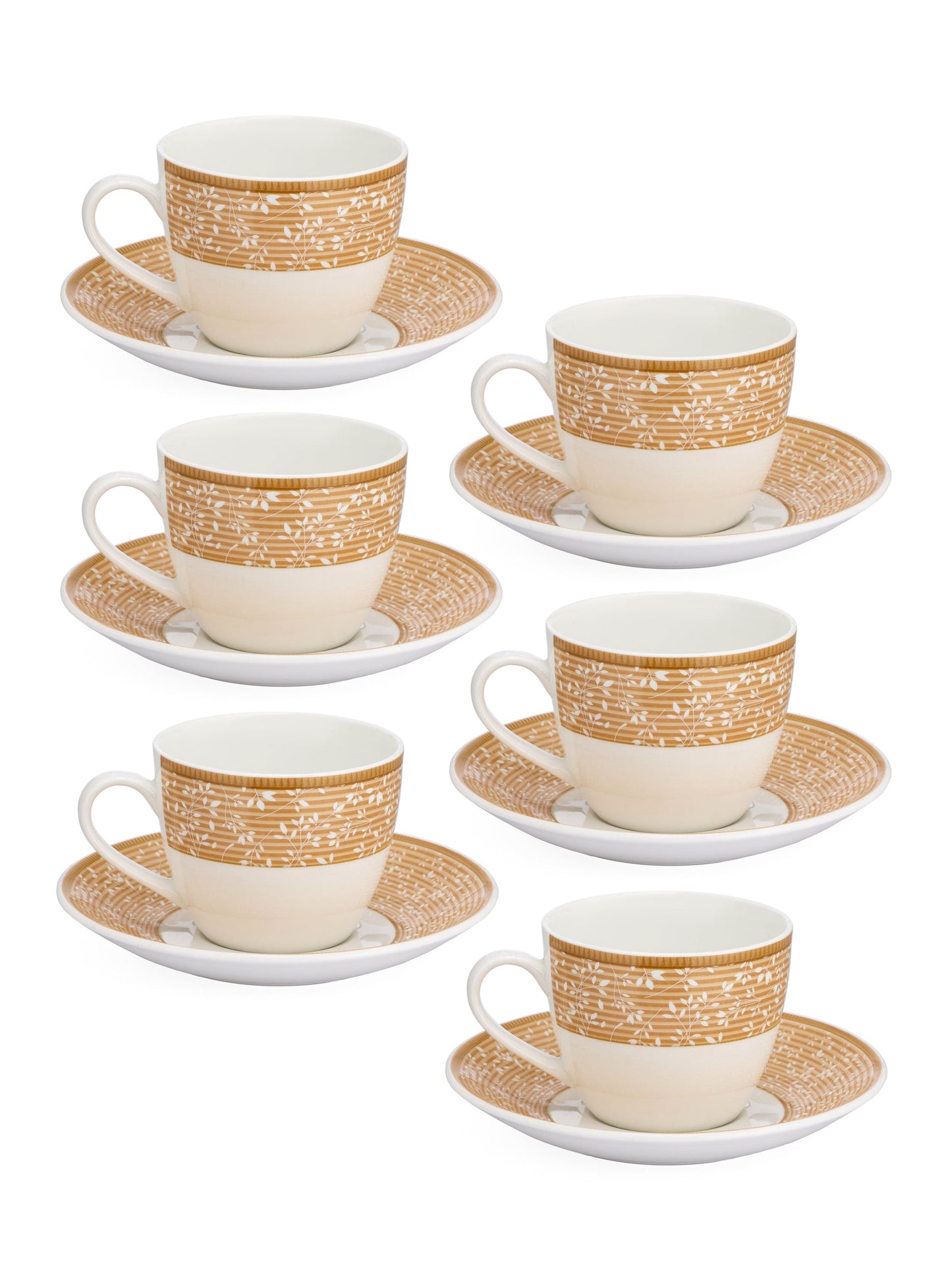 Cream Super Cup & Saucer, 210ml, Set of 12 (6 Cups + 6 Saucers) (S305)