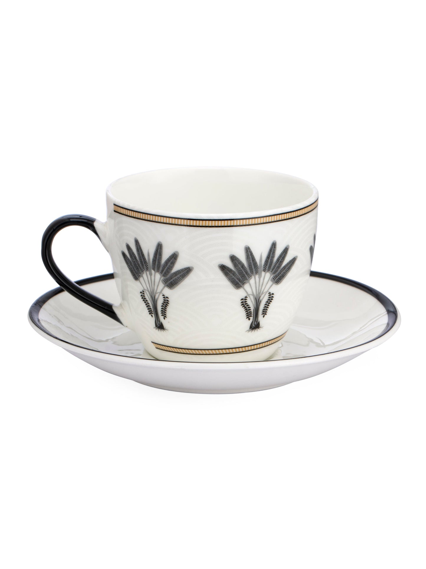 Cream Monochrome Cup & Saucer, 210ml, Set of 12 (6 Cups + 6 Saucers) (MC706)