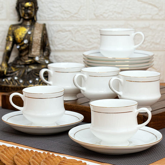 Mona Cup & Saucer GL 110 Series, 210ml, Set of 12 (6 Cups + 6 Saucers)