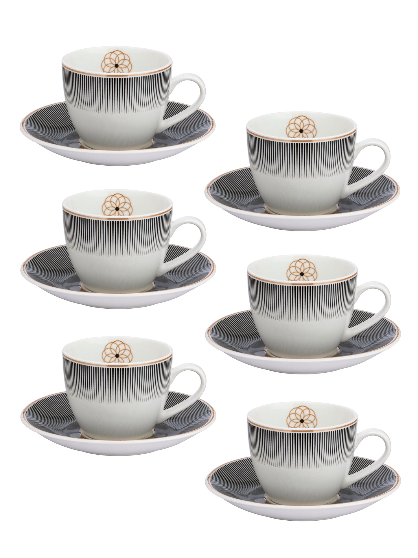 Cream Super Cup & Saucer, 210ml, Set of 12 (6 Cups + 6 Saucers) (S303)