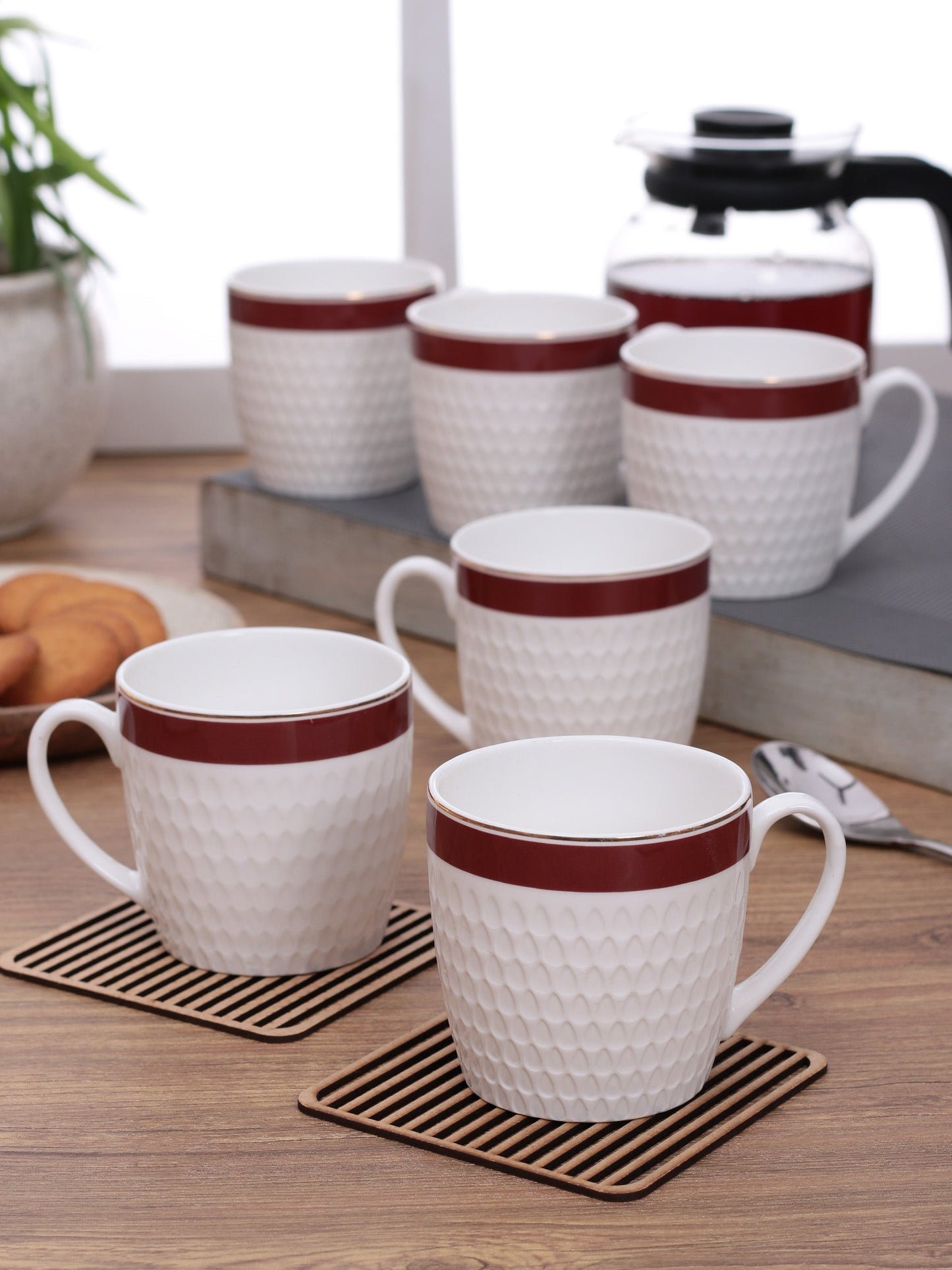 Olive Impression Coffee & Tea Mugs, 200ml, Set of 6 (1122)