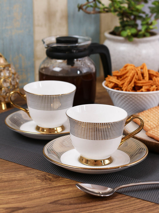 Georgian Cup & Saucer, 210ml, Set of 12 (6 Cups + 6 Saucers) (E621)