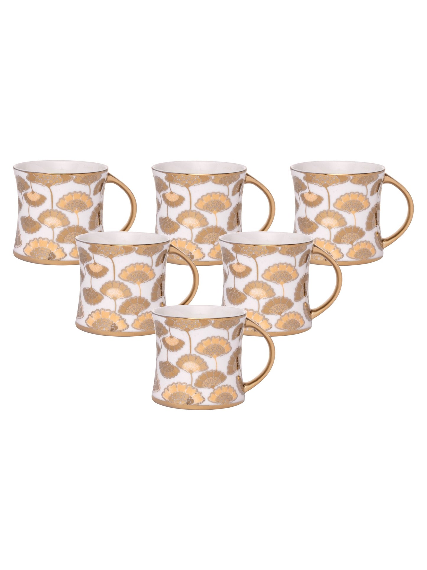 Diamond Ebony Coffee & Tea Mugs, 170ml, Set of 6 (E680) - Clay Craft India