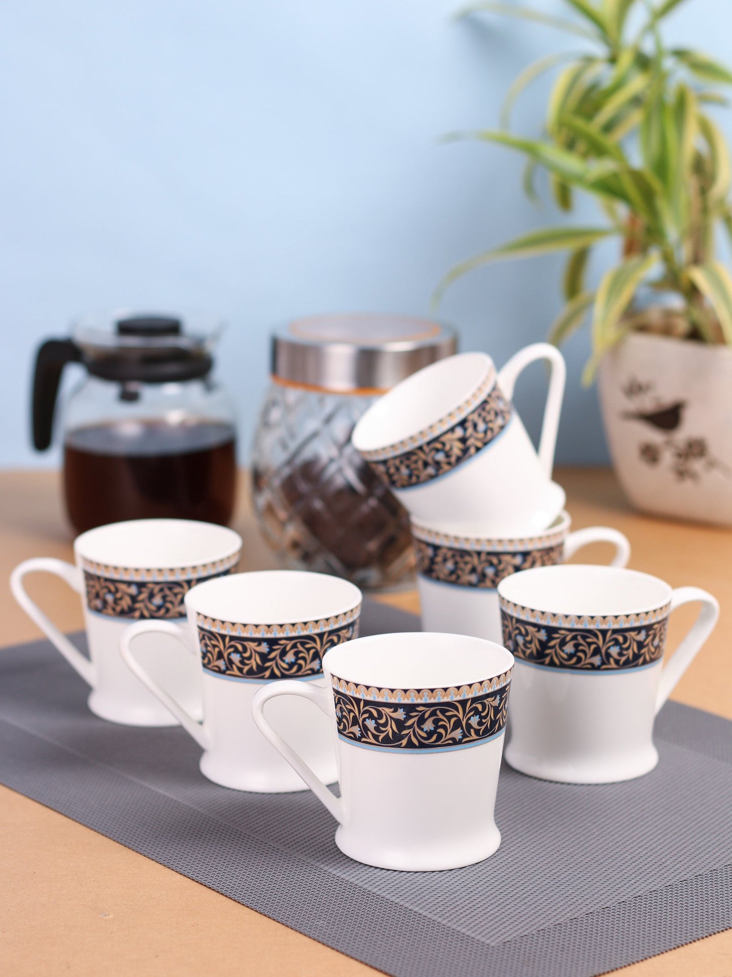 Peter Super Coffee & Tea Mugs, 150ml, Set of 6 (S353) - Clay Craft India