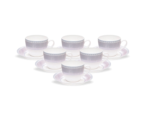 Cream Super Cup & Saucer, 210ml, Set of 12 (6 Cups + 6 Saucers) (S361)