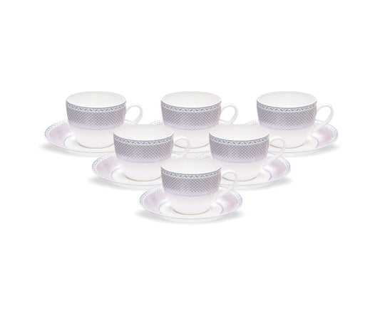 Cream Super Cup & Saucer, 210ml, Set of 12 (6 Cups + 6 Saucers) (S361)