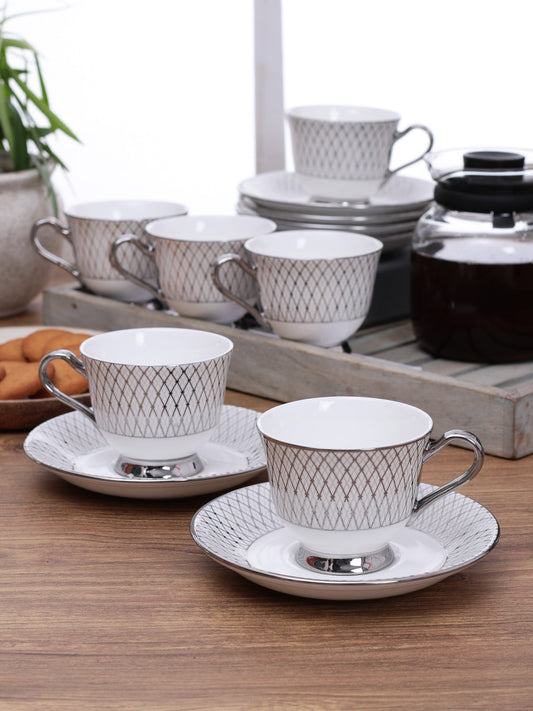 Georgian Ebony Cup & Saucer, 210ml, Set of 12 (6 Cups + 6 Saucers) (E612)