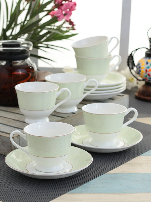 New Georgian Super Cup & Saucer, 210ml, Set of 12 (6 Cups + 6 Saucers) (S303G)