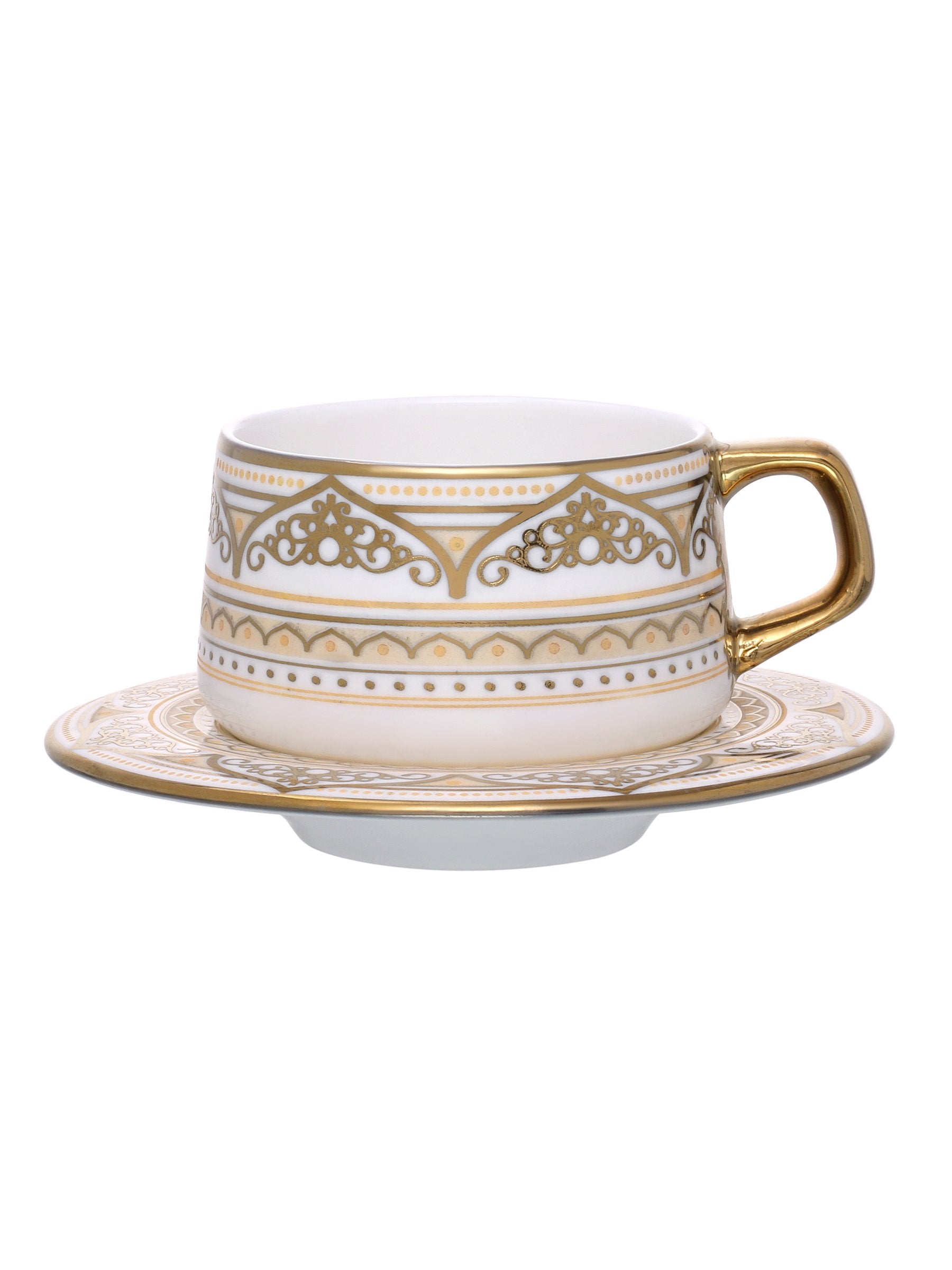 Zuri Ebony Cup & Saucer Sets of 12 (6+6) (E620) - Clay Craft India