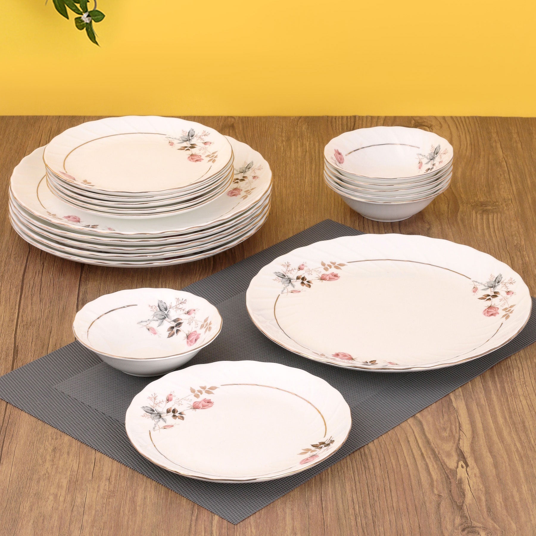 Karina Microwave Dinnerware Set of 18 (182) - Clay Craft India