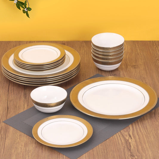 New Georgian Ebony Dinnerware Set of 18 (E667) - Clay Craft India