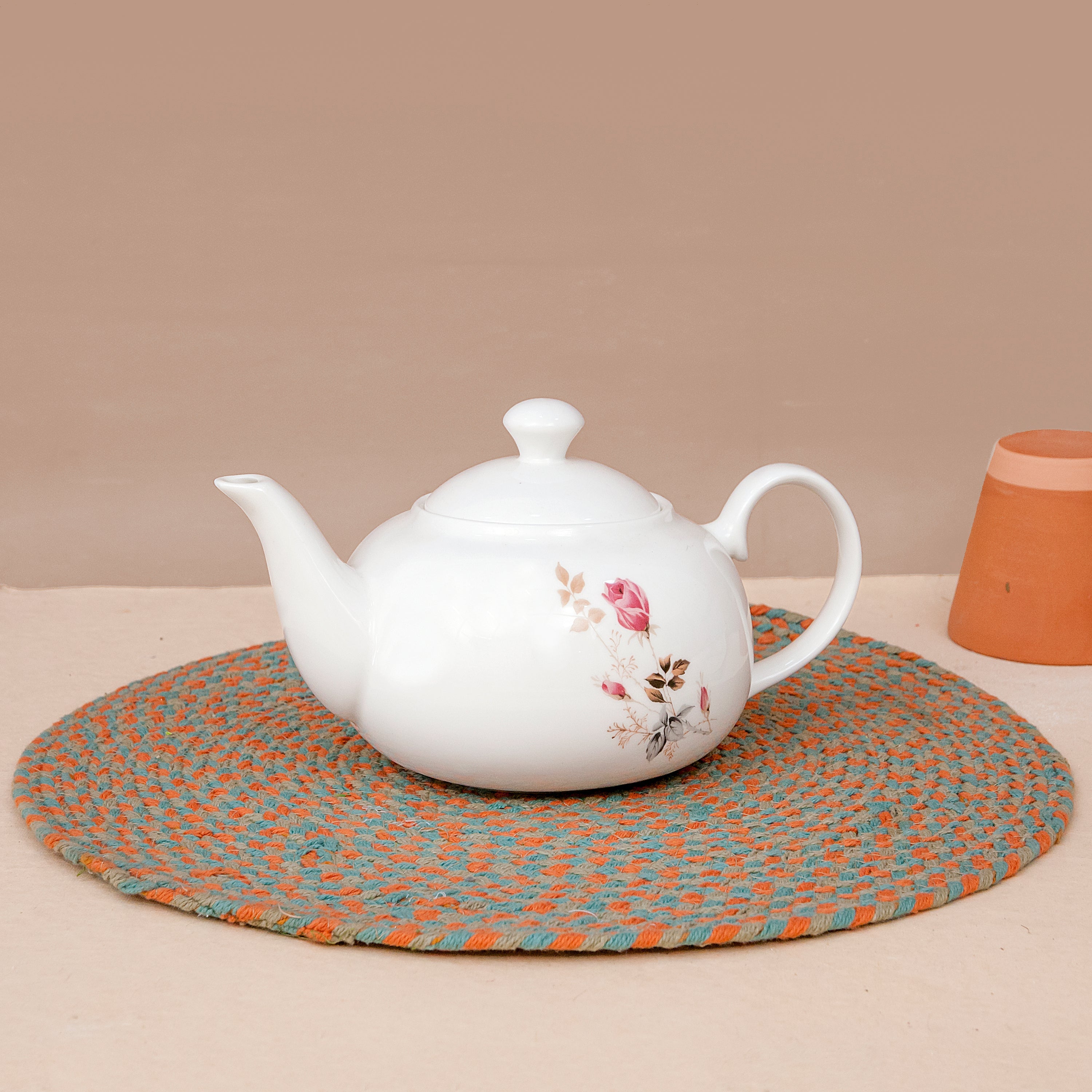 Clay Craft Tea Pot Kettle Chinese Big, Floral 082