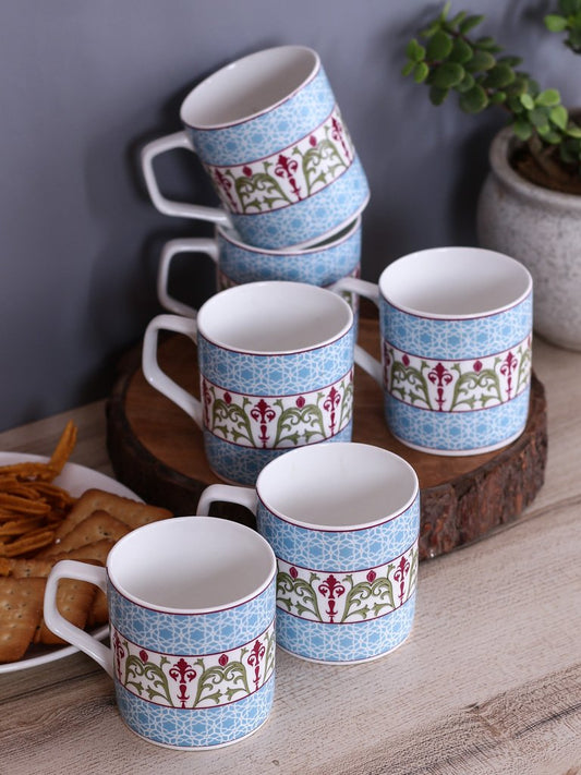 India Circus Floral Illusion Coffee & Tea Mug Set of 6 - Clay Craft India