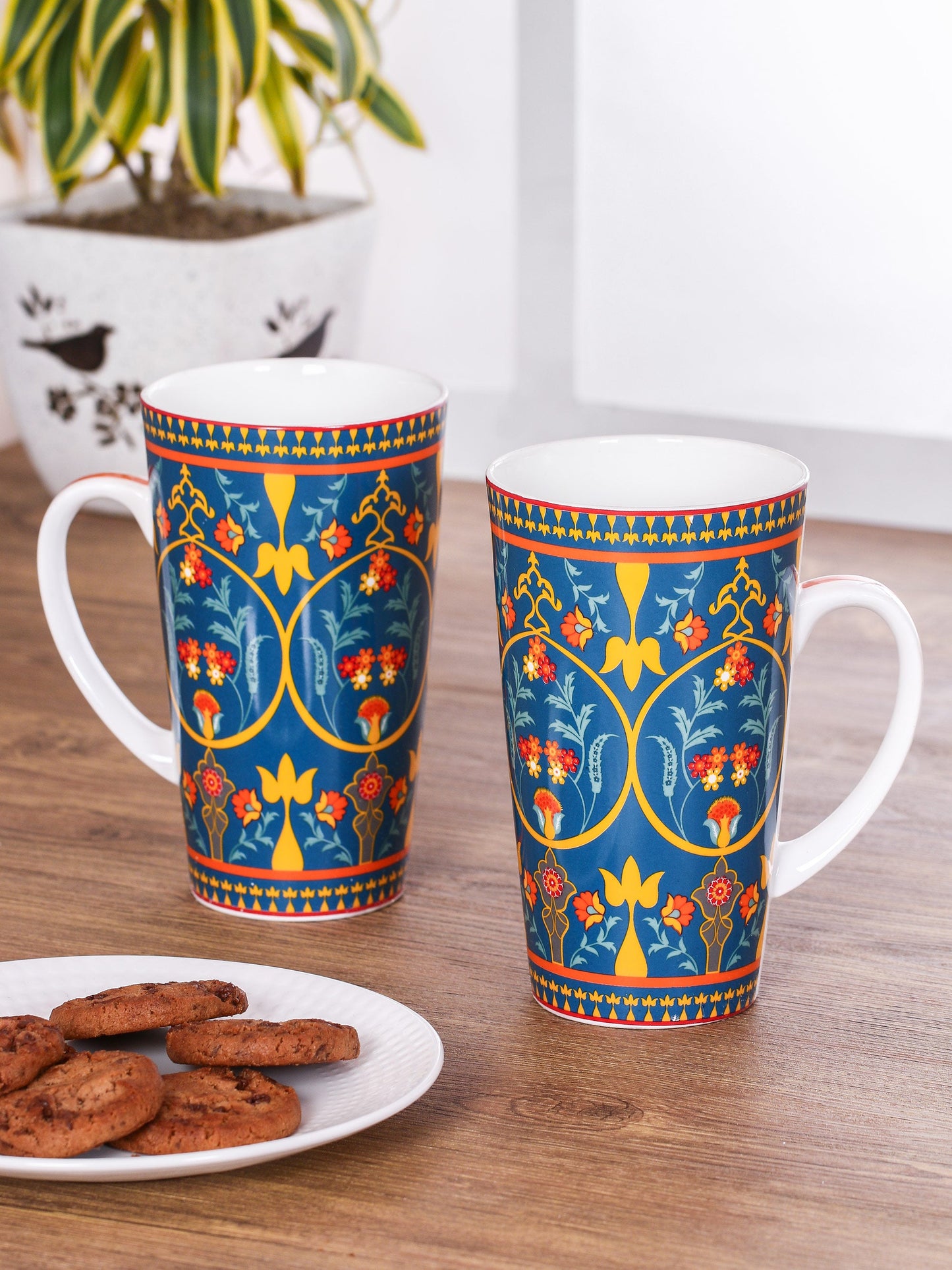 India Circus Swirling Safari Tall Milk/Coffee Mugs 600ml Set of 2