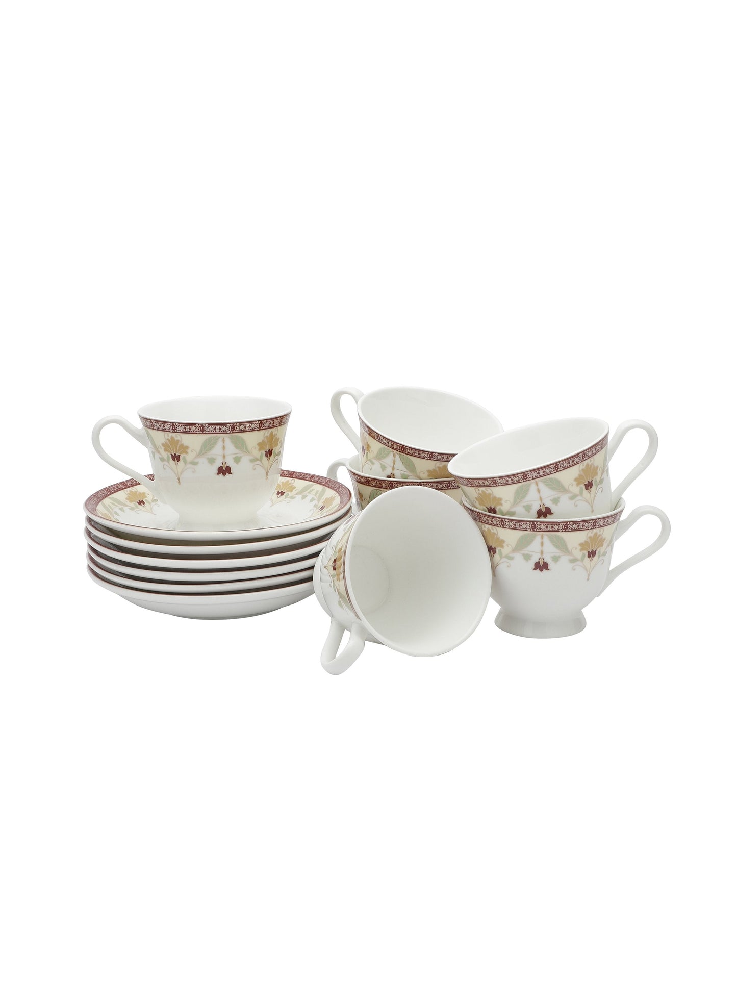 New Georgian Super Cup & Saucer Sets of 12 (6+6) (S387) - Clay Craft India