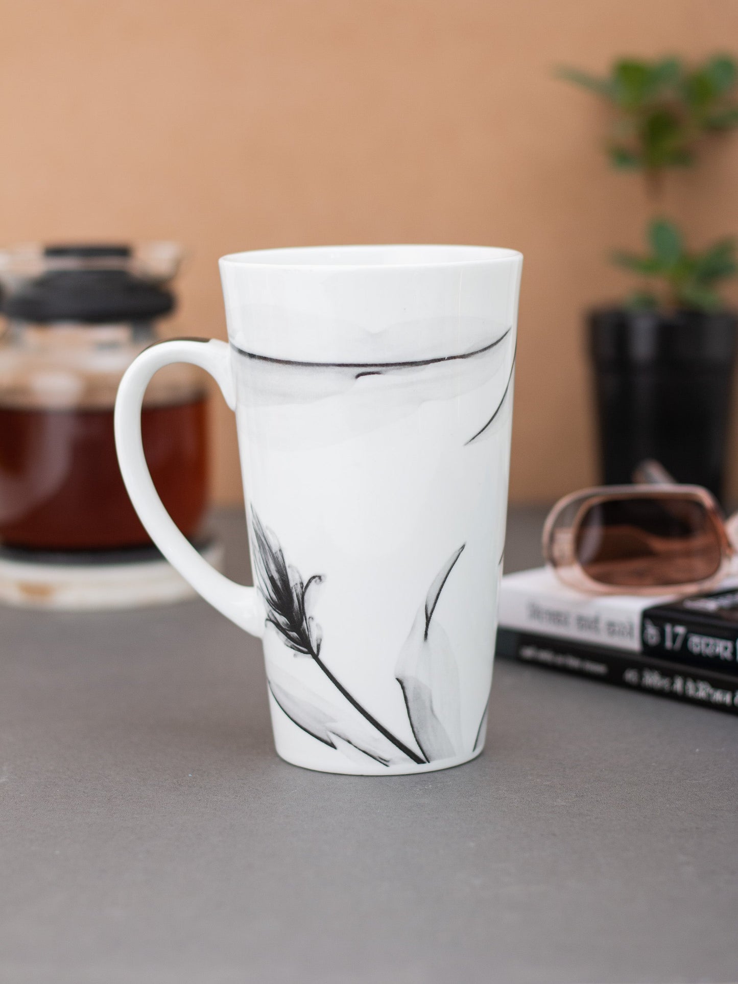 Tall Monochrome Coffee & Milk Mug, 600ml, 1 Piece (MC708)