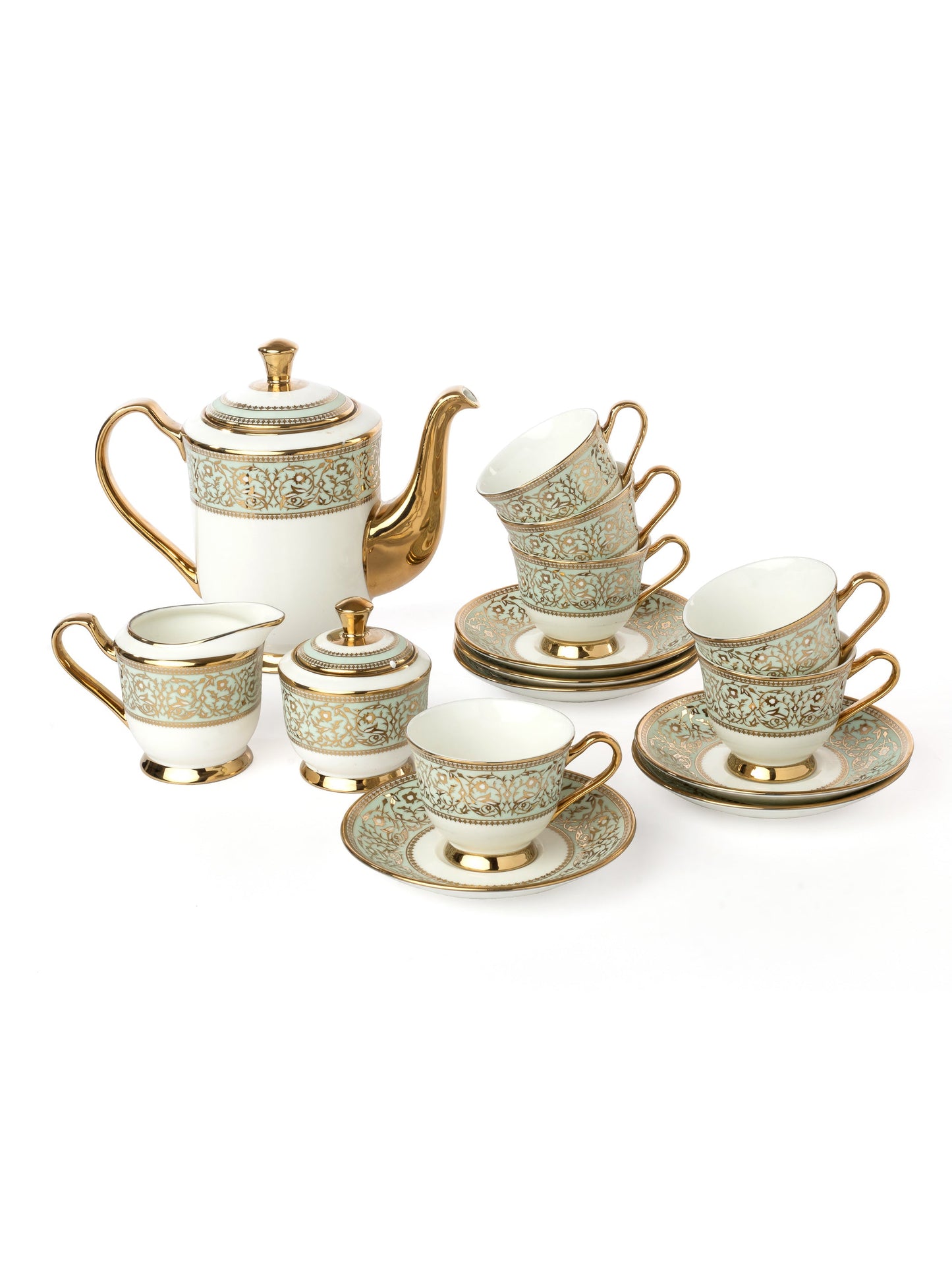 New Georgian Empror Ebony Tea Set of 15 (E647)