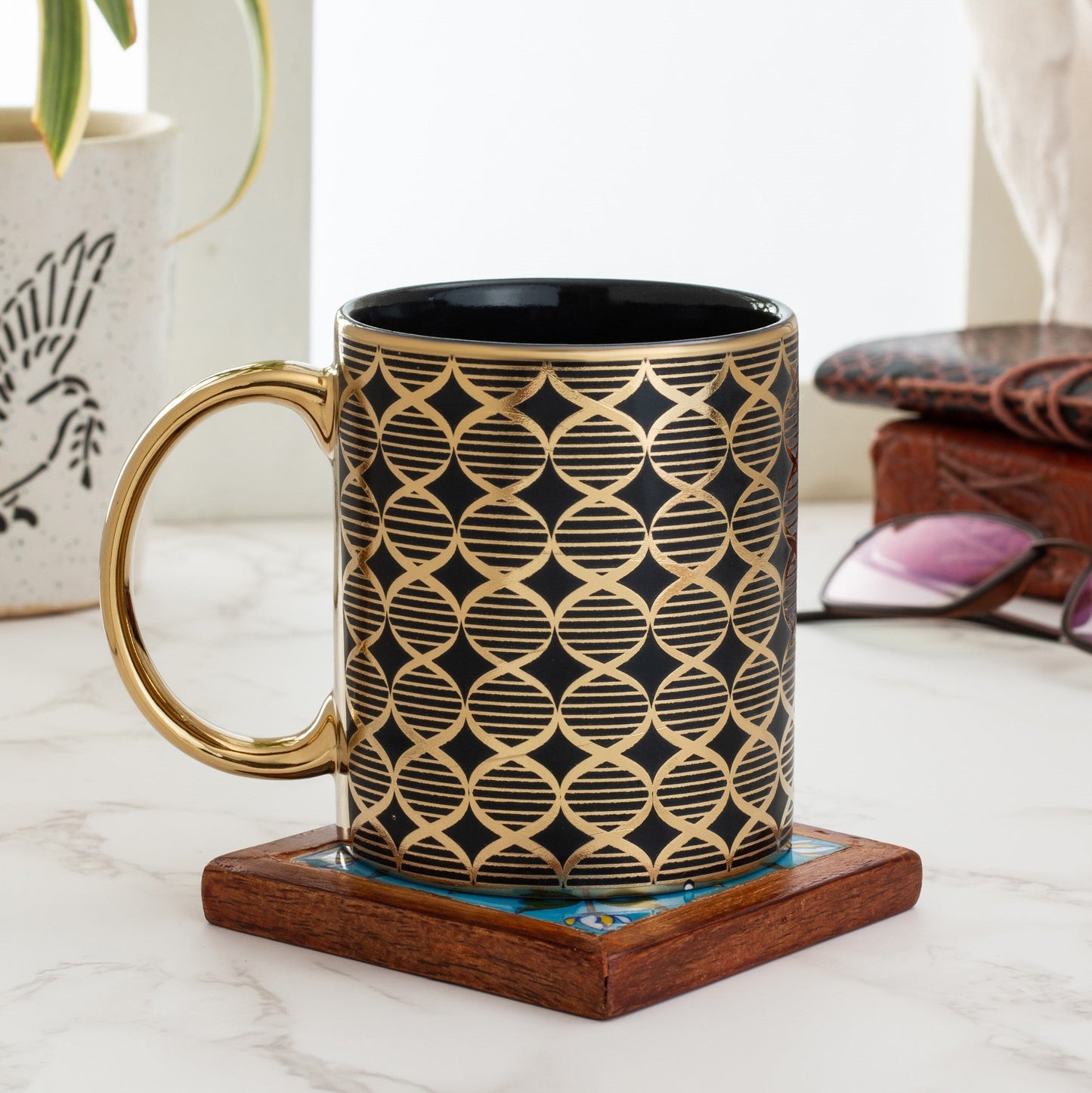 Swiss Black & Gold Ebony Coffee/ Milk Mug 1 Piece 340ml (E604)