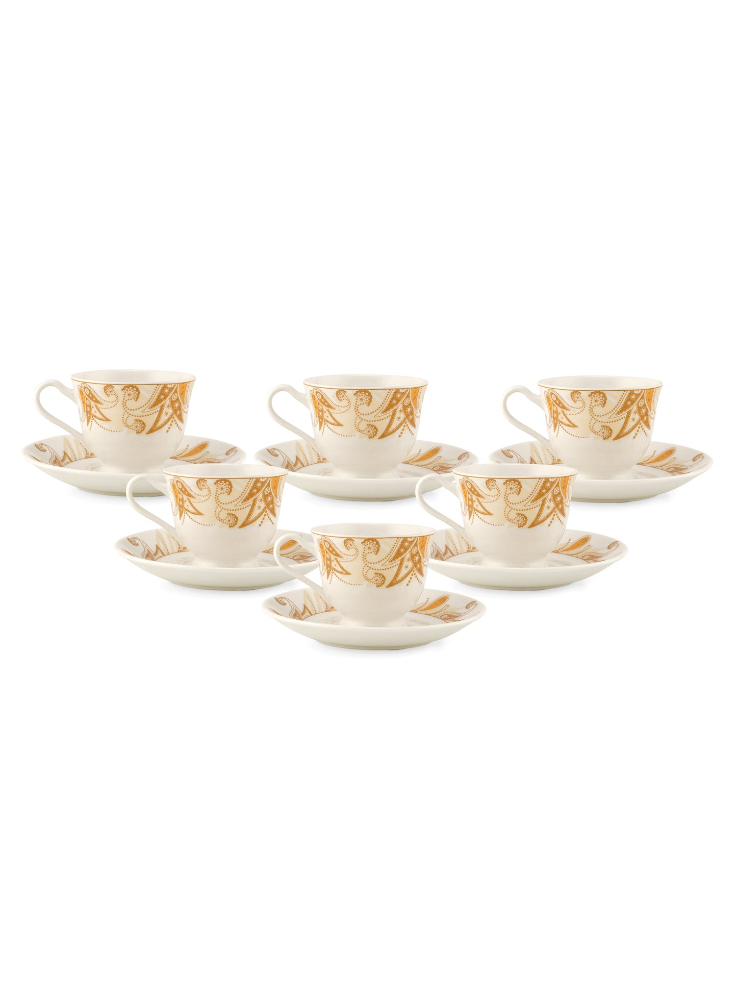 New Georgian Super Cup & Saucer, 210ml, Set of 12 (6 Cups + 6 Saucers) (S364)