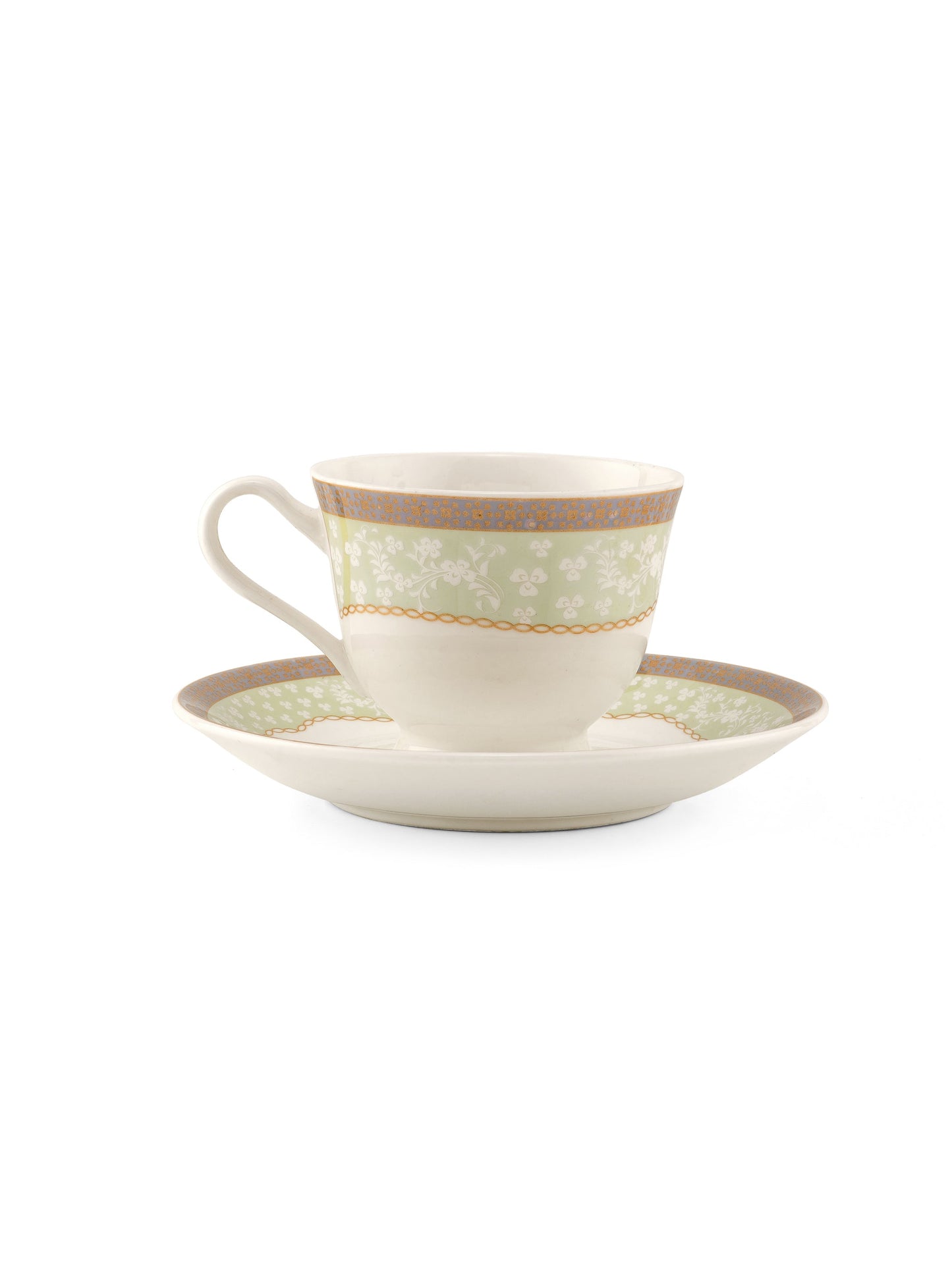 New Georgian Super Cup & Saucer, 210ml, Set of 12 (6 Cups + 6 Saucers) (S367)