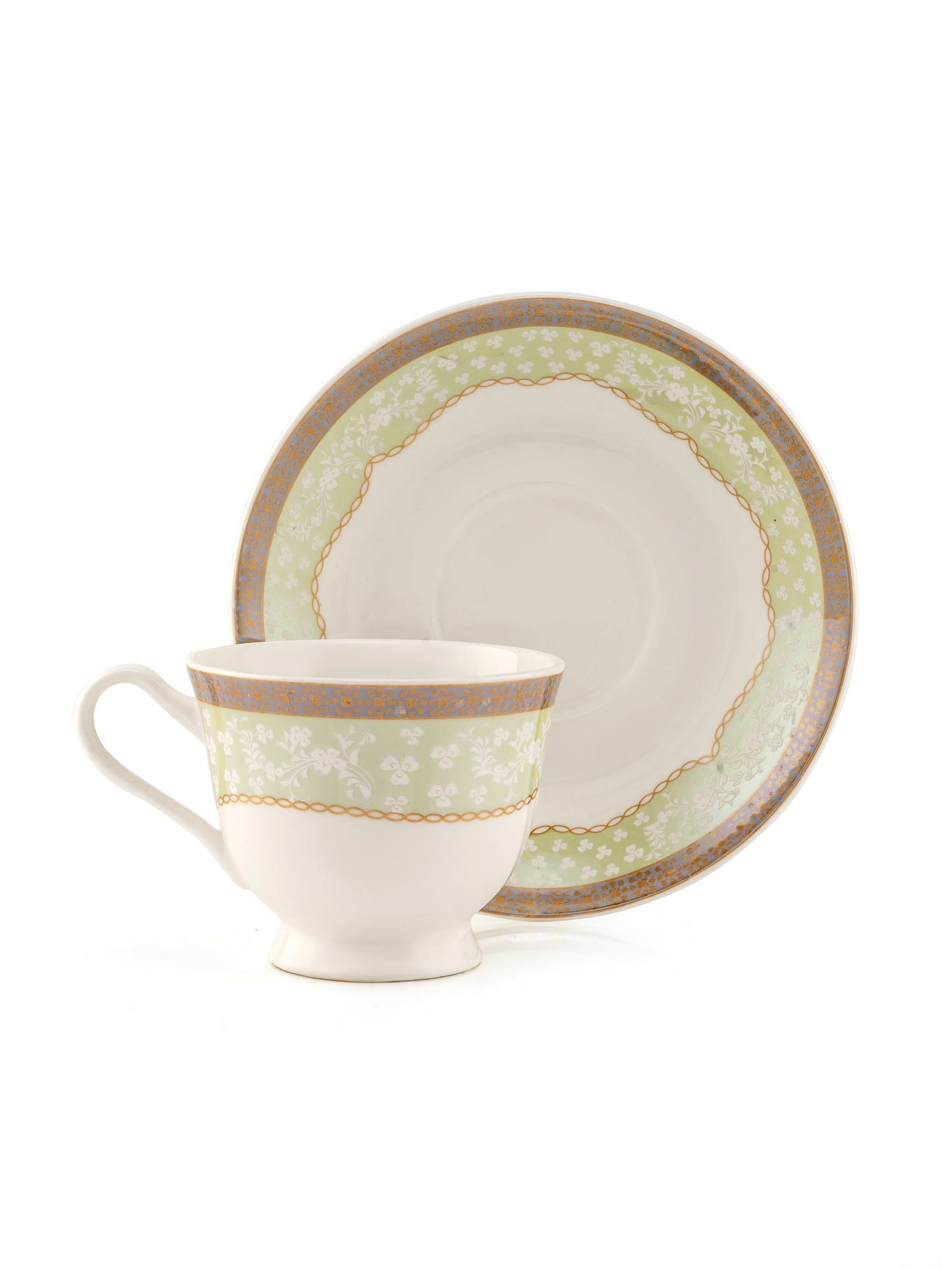 New Georgian Super Cup & Saucer, 210ml, Set of 12 (6 Cups + 6 Saucers) (S367)