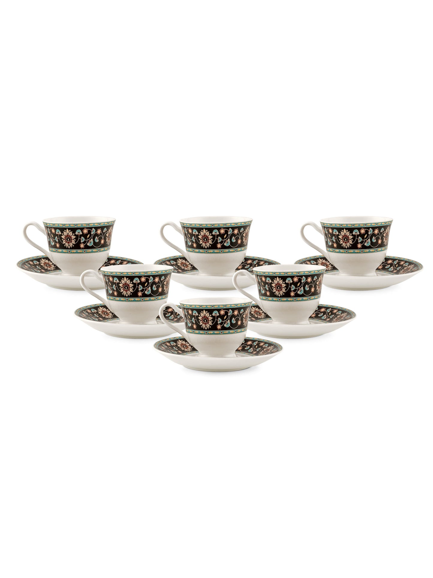 New Georgian Super Cup & Saucer, 210ml, Set of 12 (6 Cups + 6 Saucers) (S366)