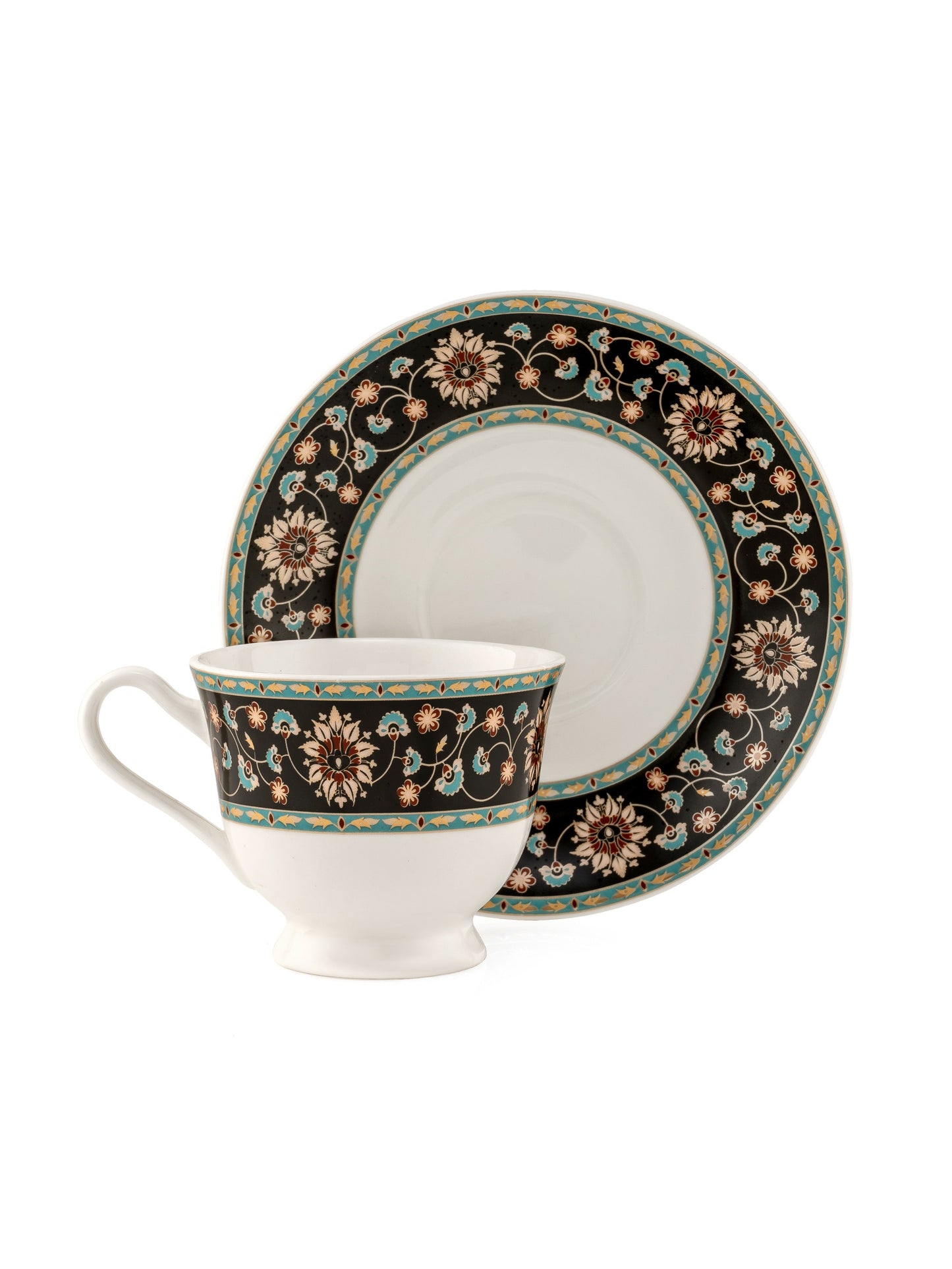 New Georgian Super Cup & Saucer, 210ml, Set of 12 (6 Cups + 6 Saucers) (S366)