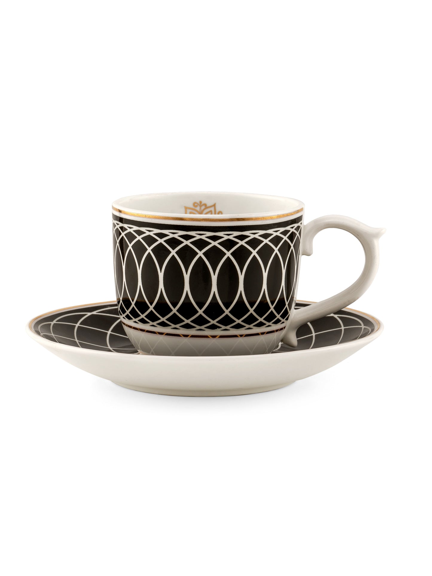 Maharani Noir Cup & Saucer, 210ml, Set of 12 (6 Cups + 6 Saucers) (403)