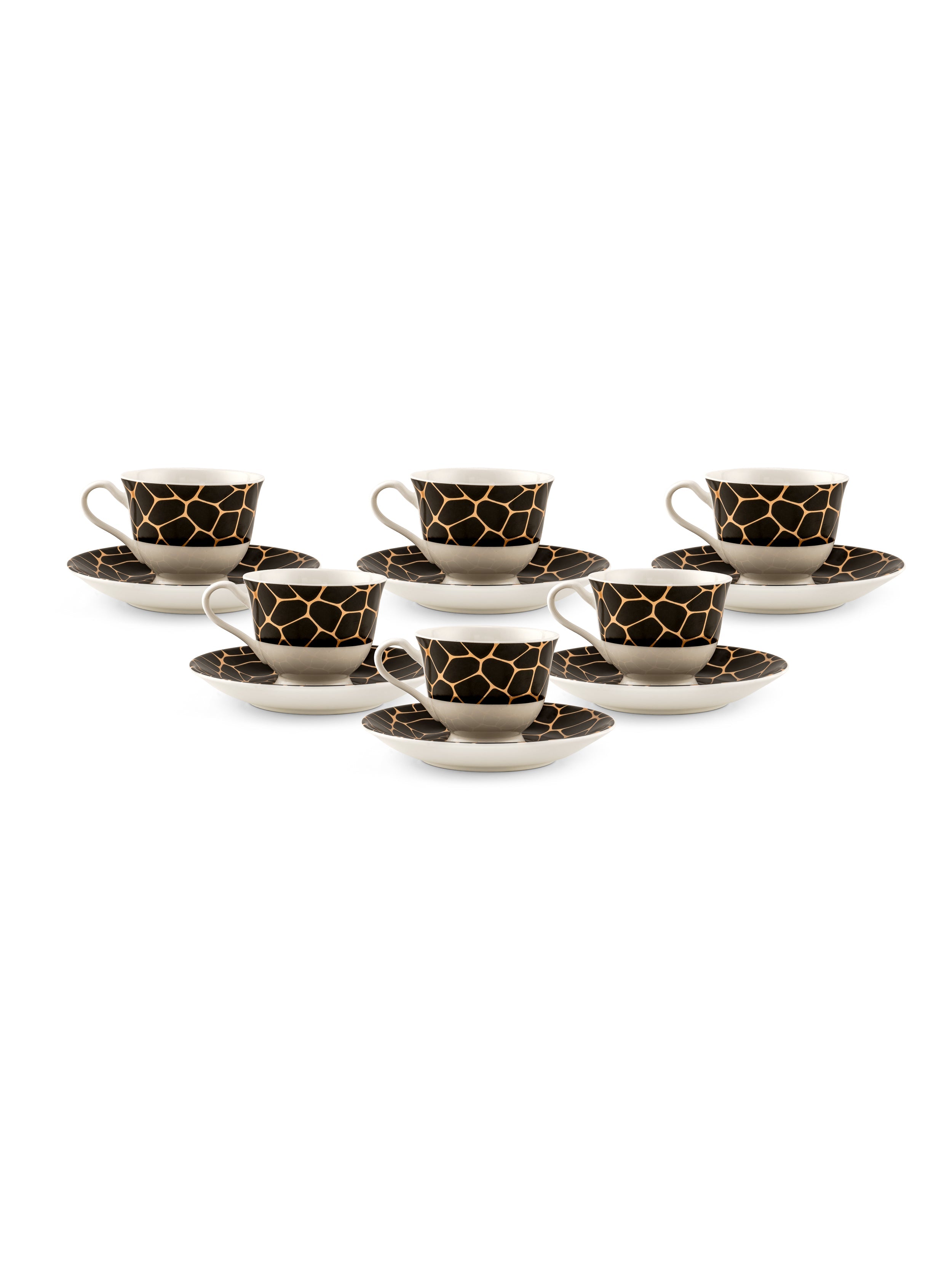 New Georgian Super Cup & Saucer, 210ml, Set of 12 (6 Cups + 6 Saucers) (S361)