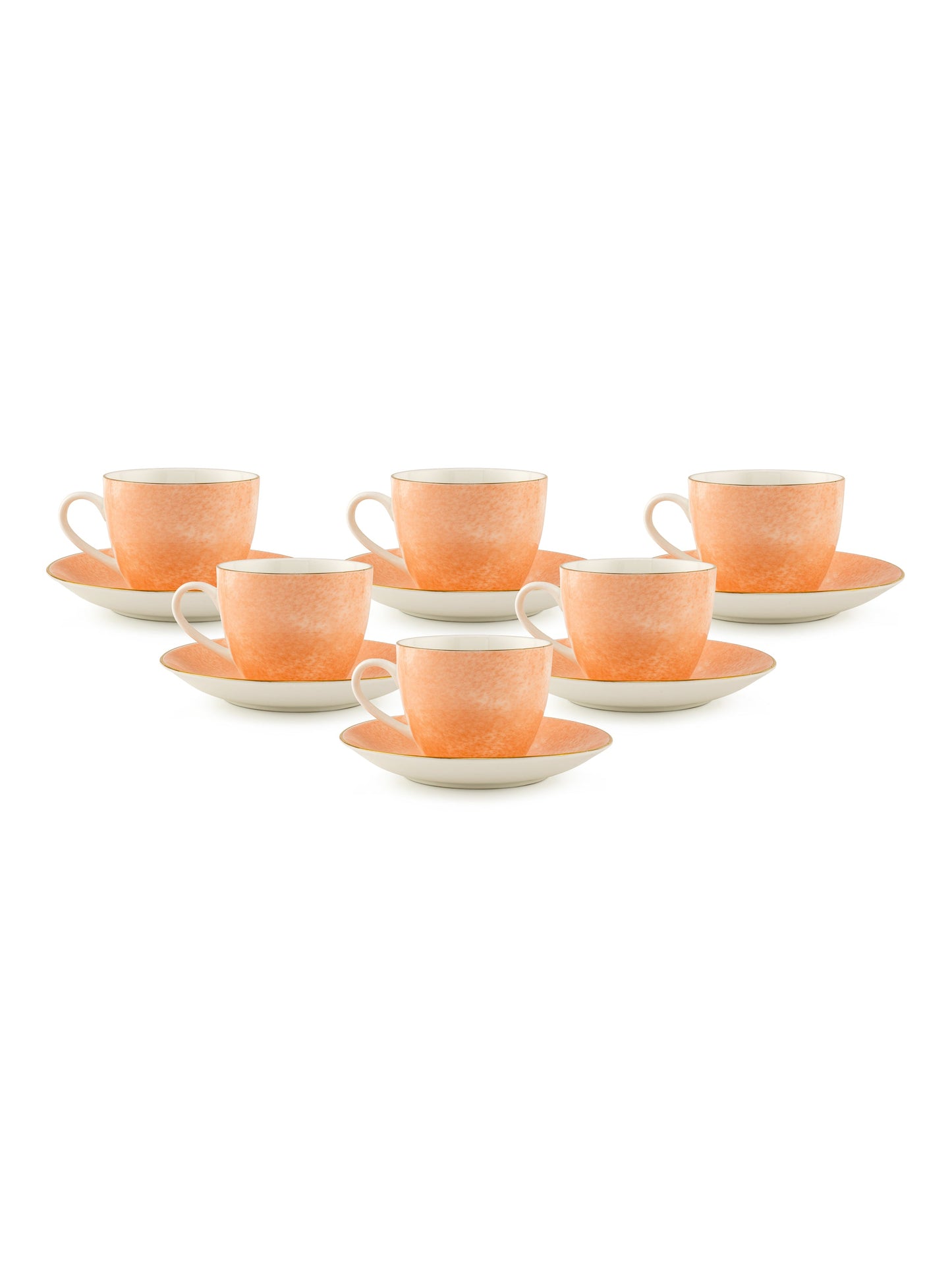 Cream Paradise Cup & Saucer, 210ml, Set of 12 (6 Cups + 6 Saucers) (P502)