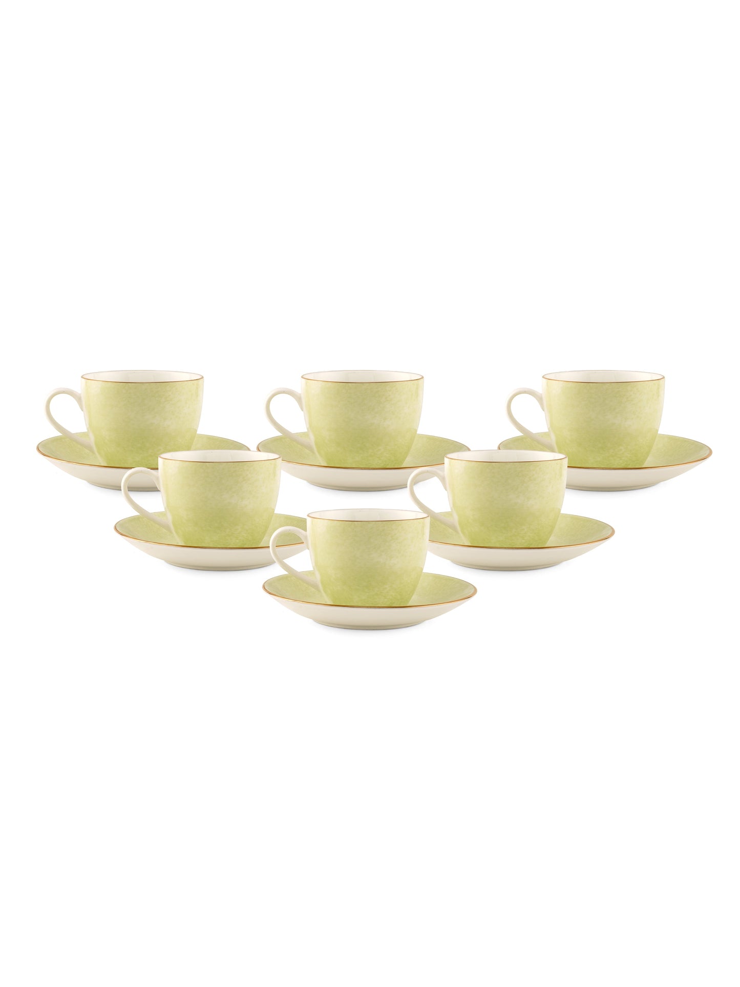 Cream Paradise Cup & Saucer, 210ml, Set of 12 (6 Cups + 6 Saucers) (P504)