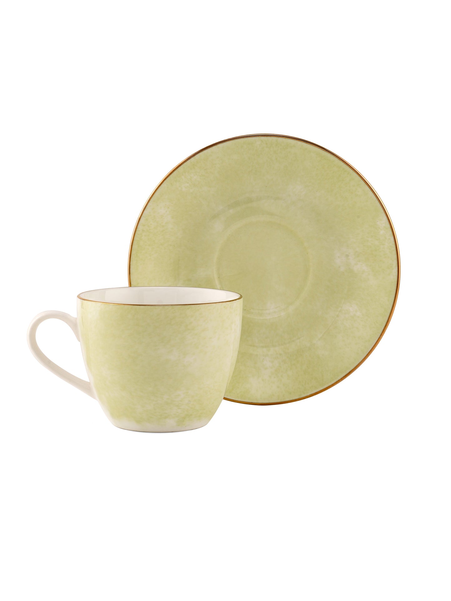 Cream Paradise Cup & Saucer, 210ml, Set of 12 (6 Cups + 6 Saucers) (P504)