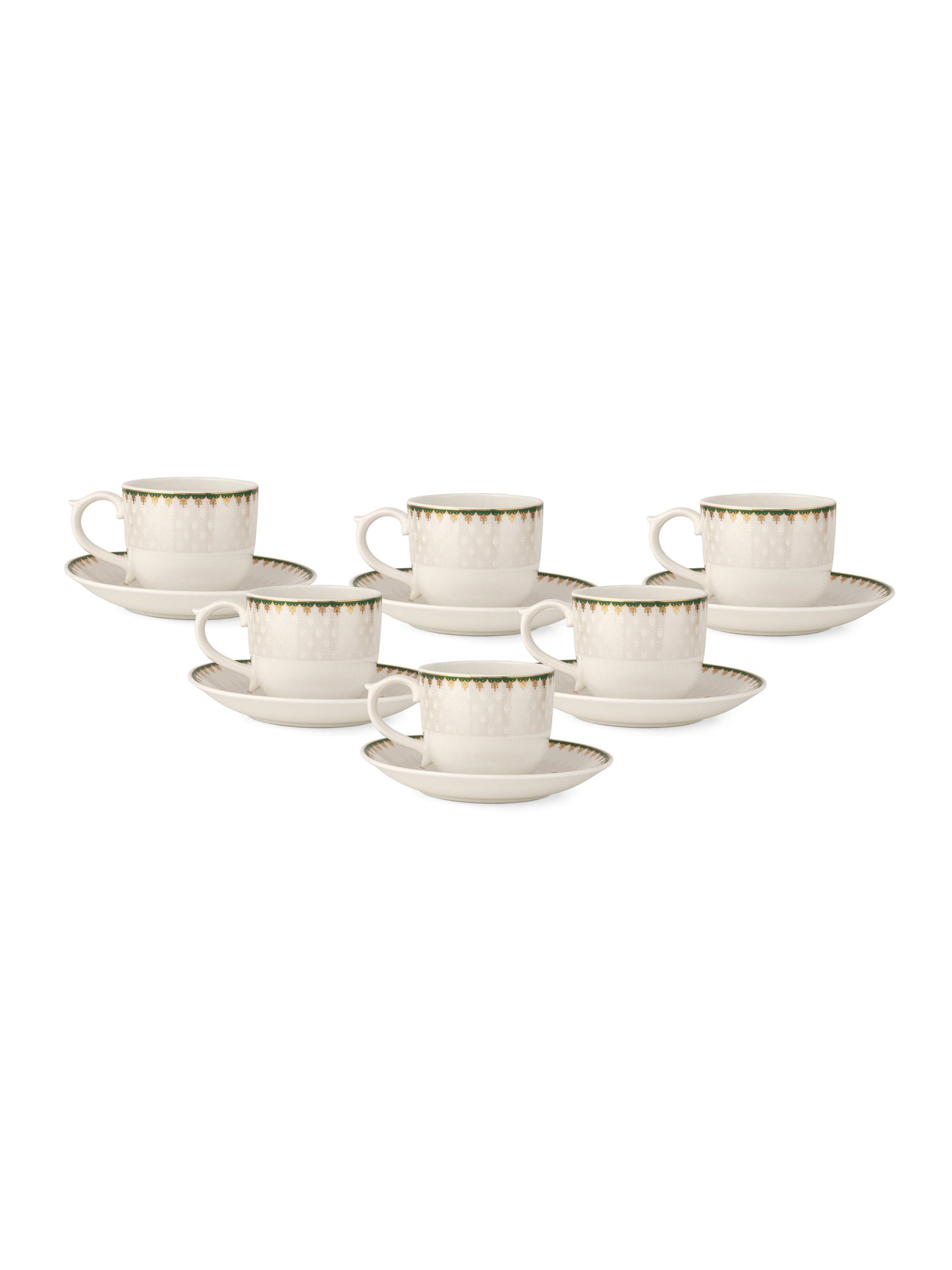 Maharani Noir Cup & Saucer, 210ml, Set of 12 (6 Cups + 6 Saucers) (401)