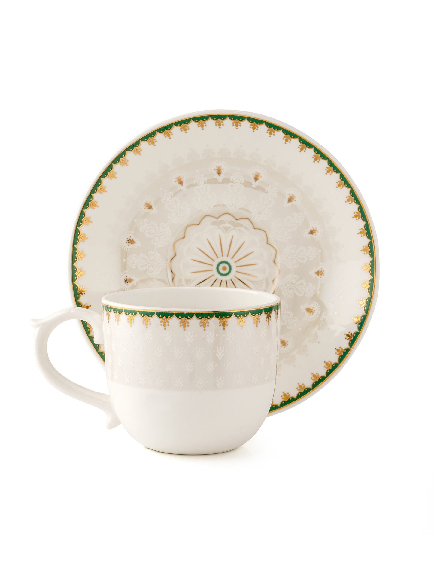 Maharani Noir Cup & Saucer, 210ml, Set of 12 (6 Cups + 6 Saucers) (401)