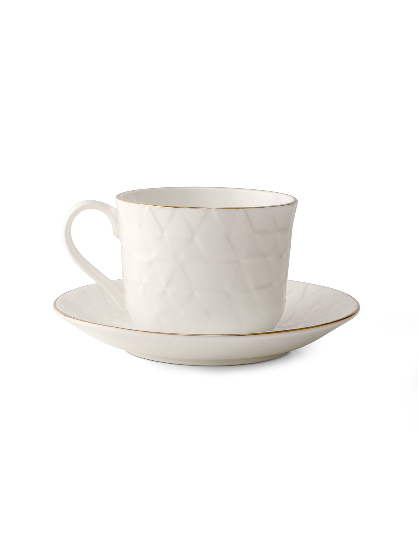 Delta Impression Cup & Saucer, 210ml, Set of 12 (6 Cups + 6 Saucers) (1101)