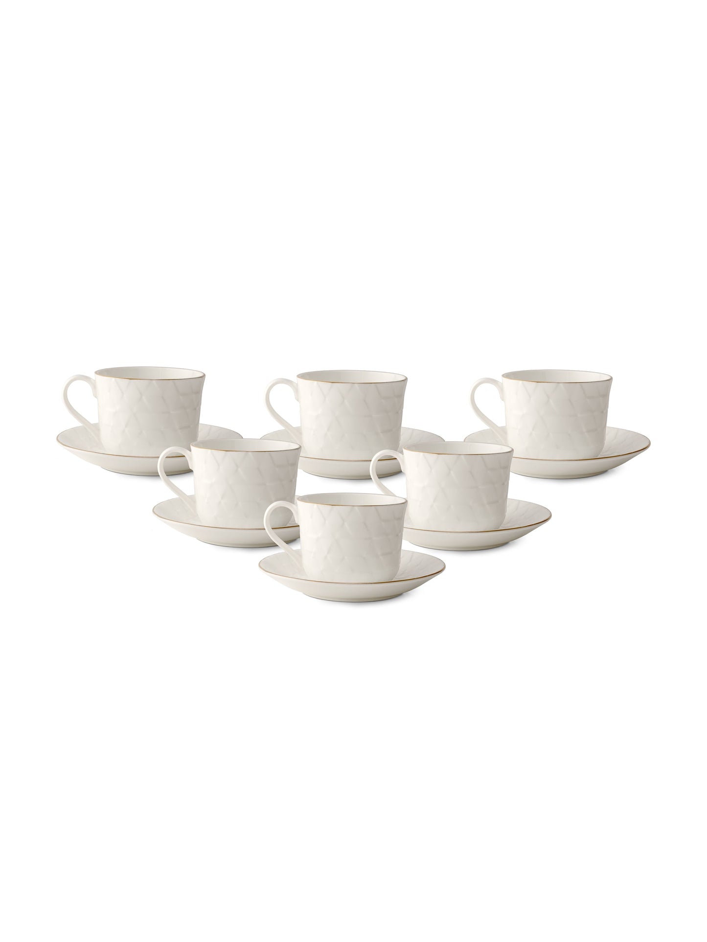 Delta Impression Cup & Saucer, 210ml, Set of 12 (6 Cups + 6 Saucers) (1101)