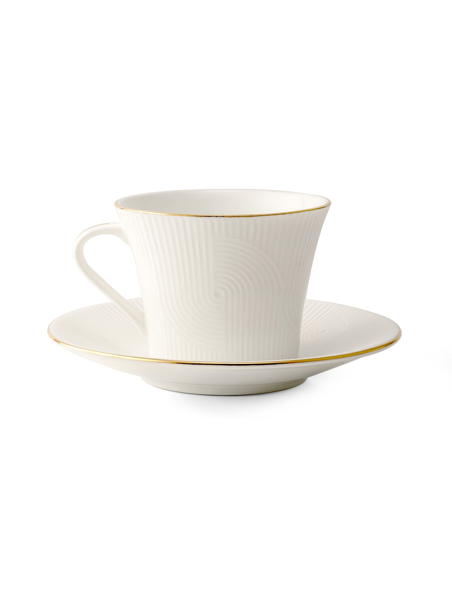 Alpha Impression Cup & Saucer, 210ml, Set of 12 (6 Cups + 6 Saucers) (1101)