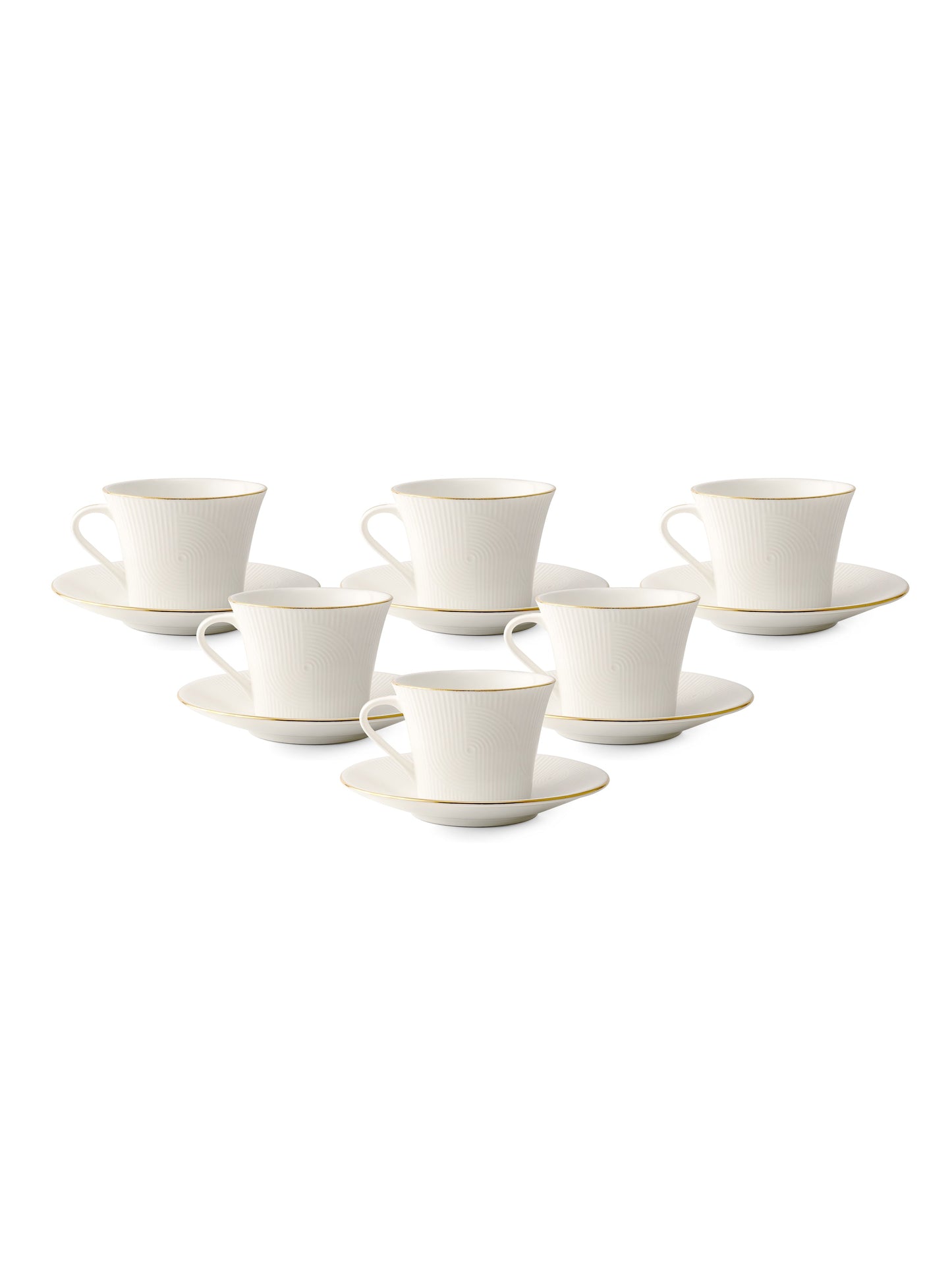 Alpha Impression Cup & Saucer, 210ml, Set of 12 (6 Cups + 6 Saucers) (1101)