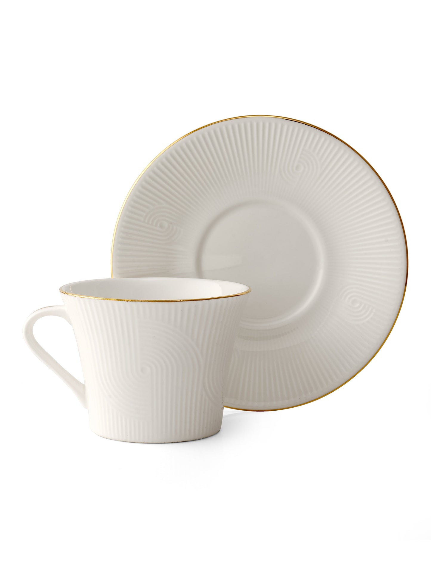 Alpha Impression Cup & Saucer, 210ml, Set of 12 (6 Cups + 6 Saucers) (1101)