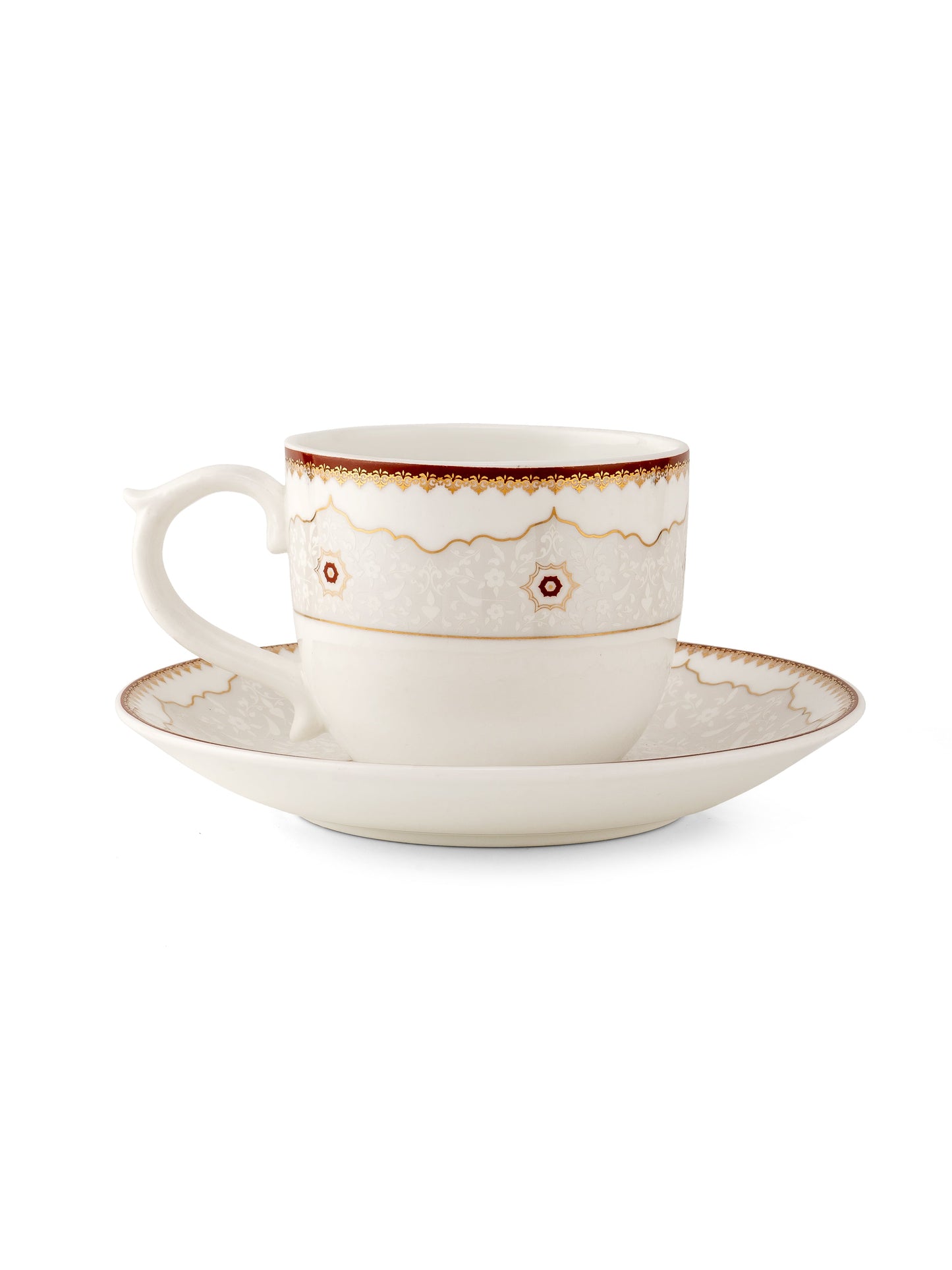 Maharani Noir Cup & Saucer, 210ml, Set of 12 (6 Cups + 6 Saucers) (402)