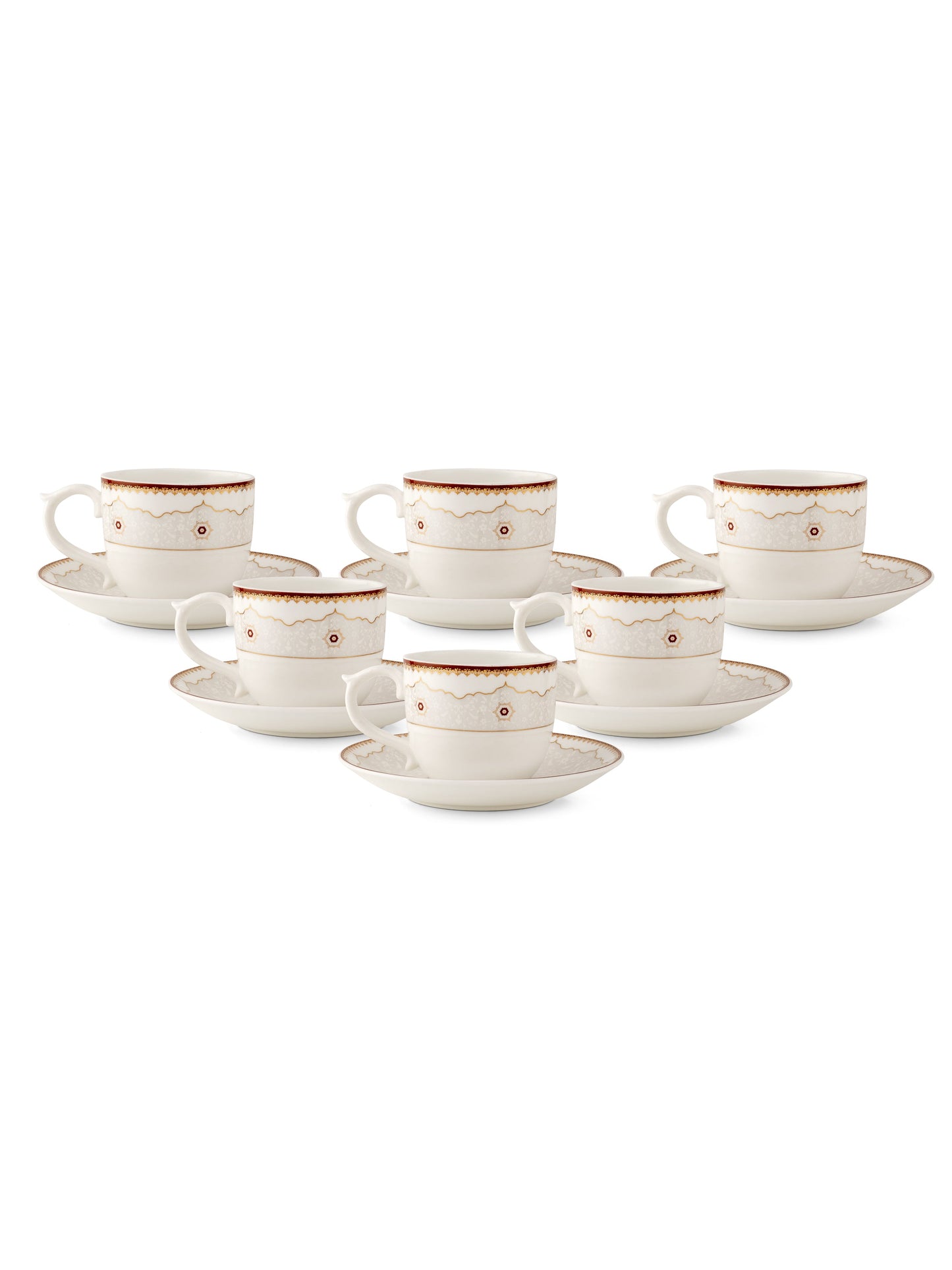 Maharani Noir Cup & Saucer, 210ml, Set of 12 (6 Cups + 6 Saucers) (402)