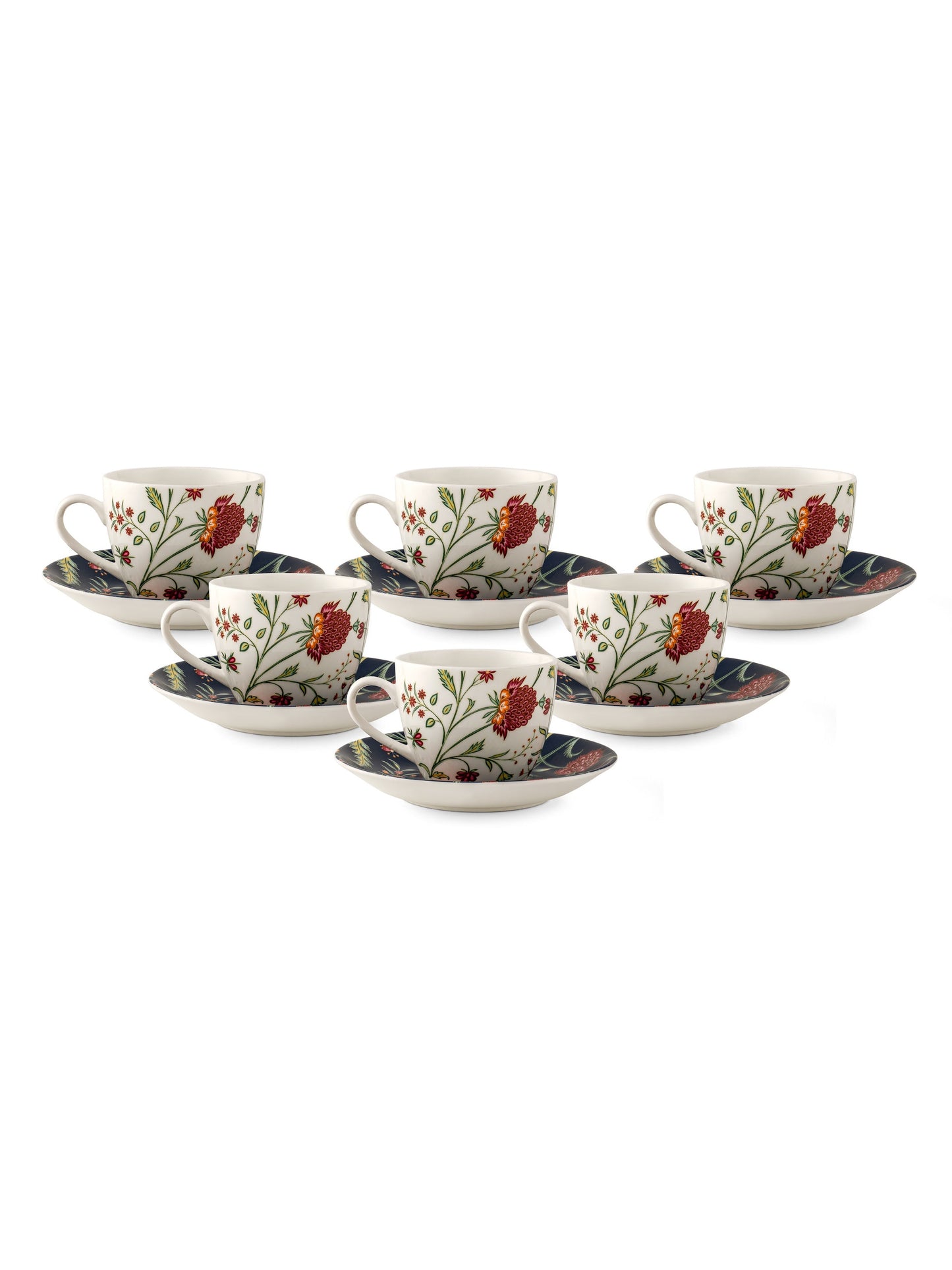 JCPL Gardenia Cream Cup & Saucer Set of 12 (6 Cups + 6 Saucers) GS304