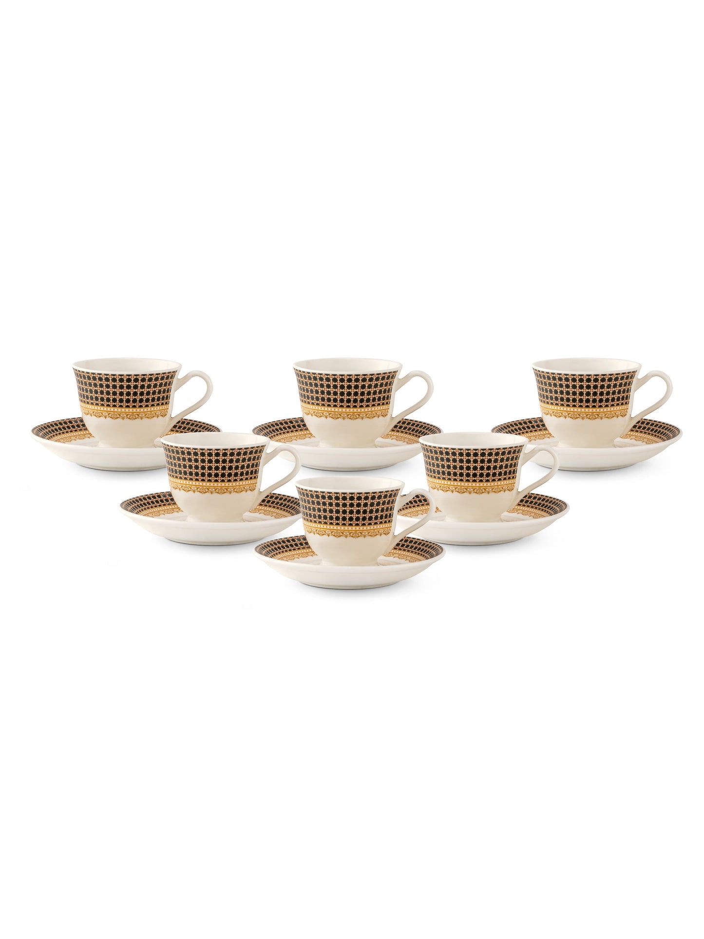 New Georgian Super Cup & Saucer, 210ml, Set of 12 (6 Cups + 6 Saucers) (S368)