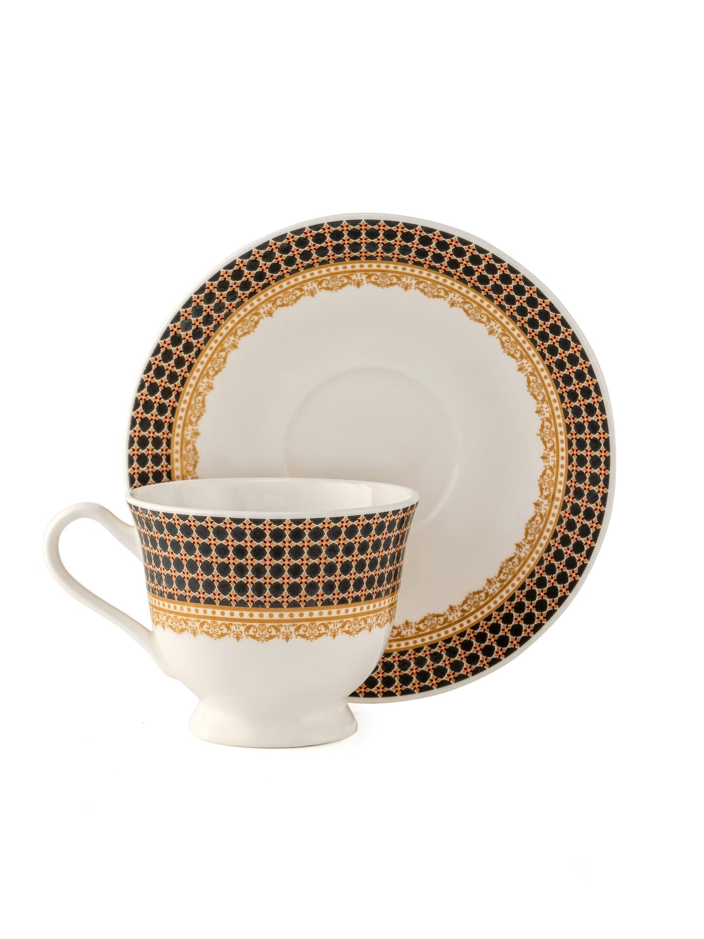 New Georgian Super Cup & Saucer, 210ml, Set of 12 (6 Cups + 6 Saucers) (S368)