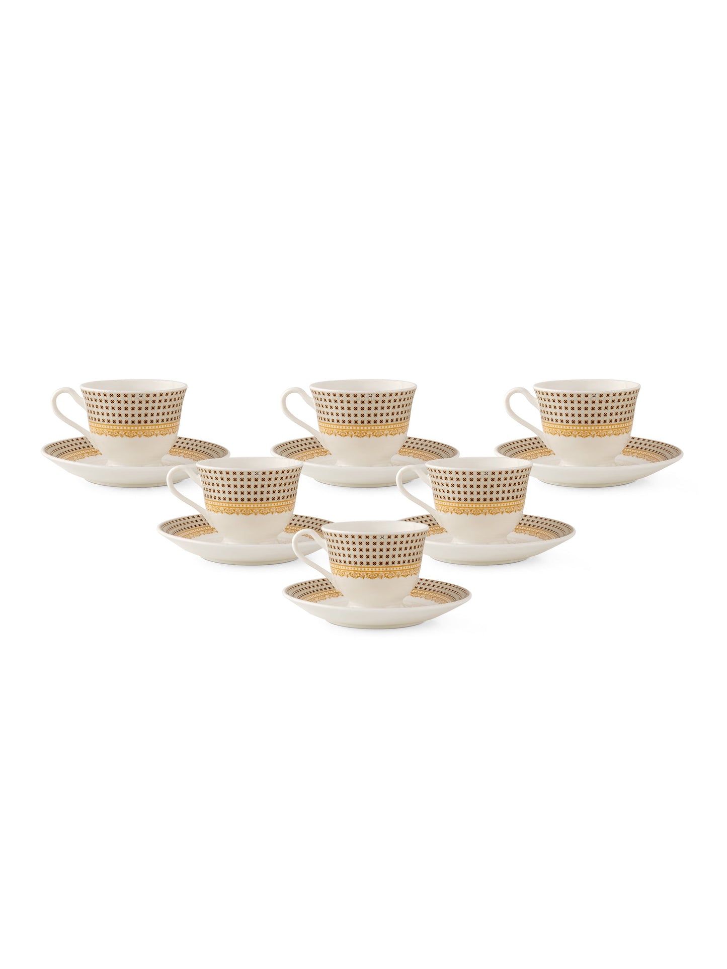 New Georgian Super Cup & Saucer, 210ml, Set of 12 (6 Cups + 6 Saucers) (S363)