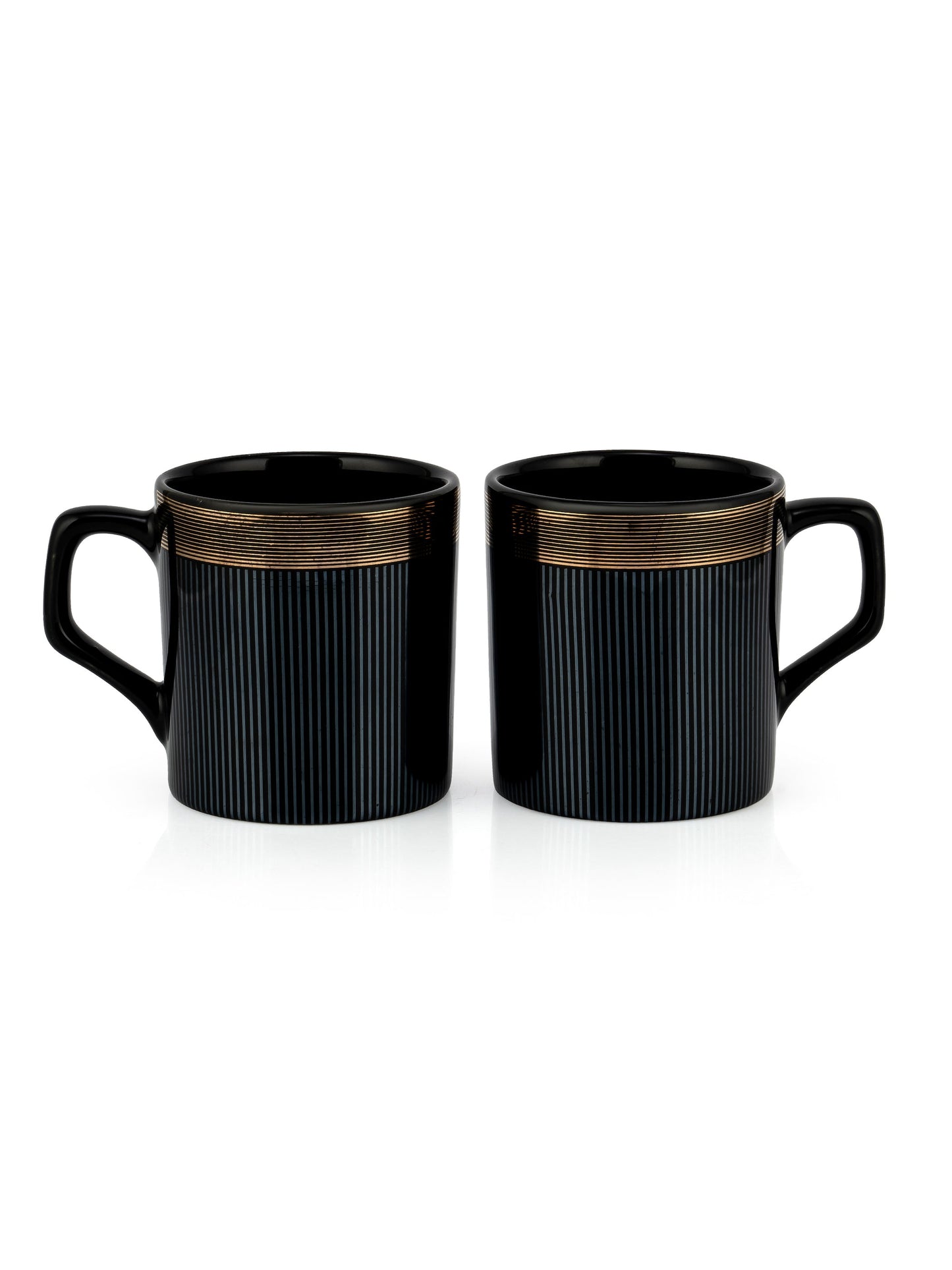 Director Ebony Black Coffee & Tea Mugs, 220ml, Set of 6 (E602)