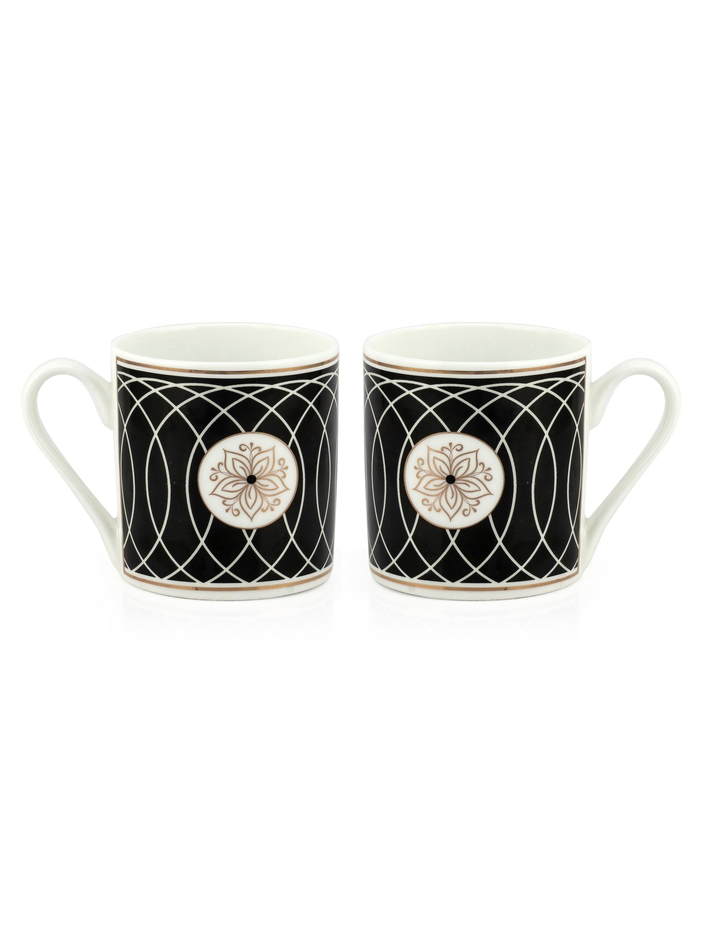 Melon Noir Black Coffee & Tea Mugs, 220ml, Set of 6 (N403)